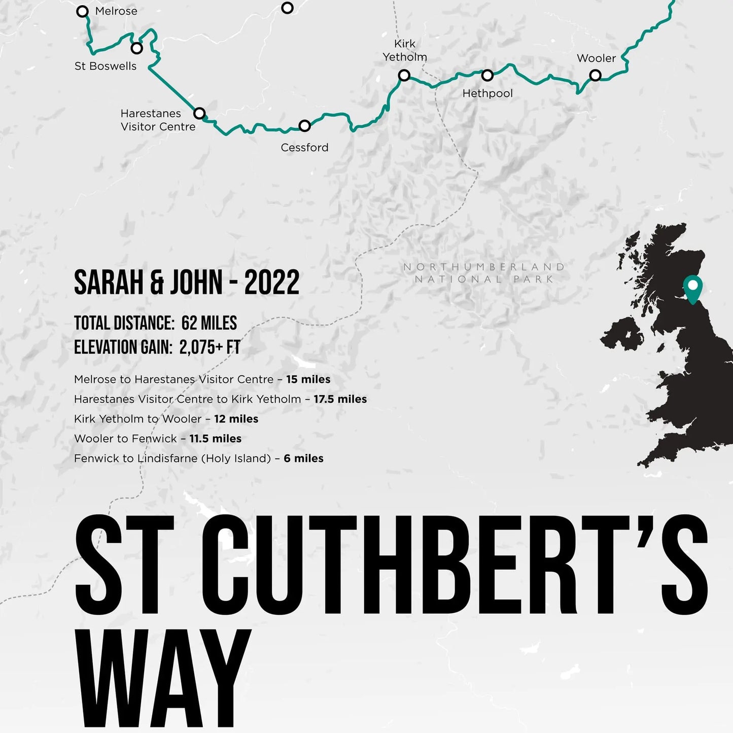 Closeup of print showing personalised detail