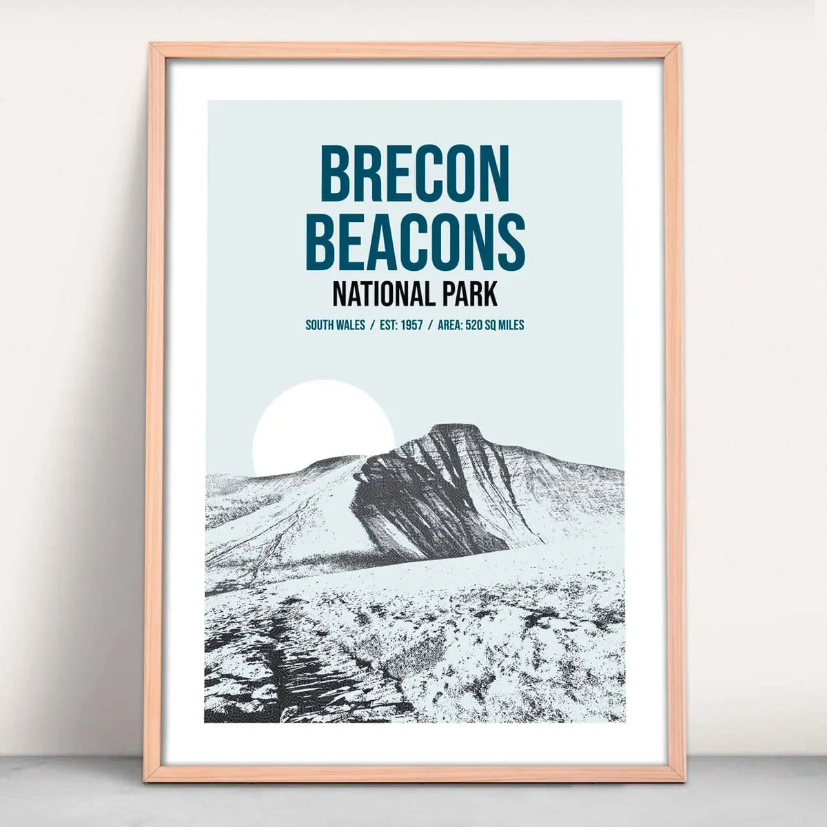 Brecon Beacon National Park art print in blue from Purest Green Prints