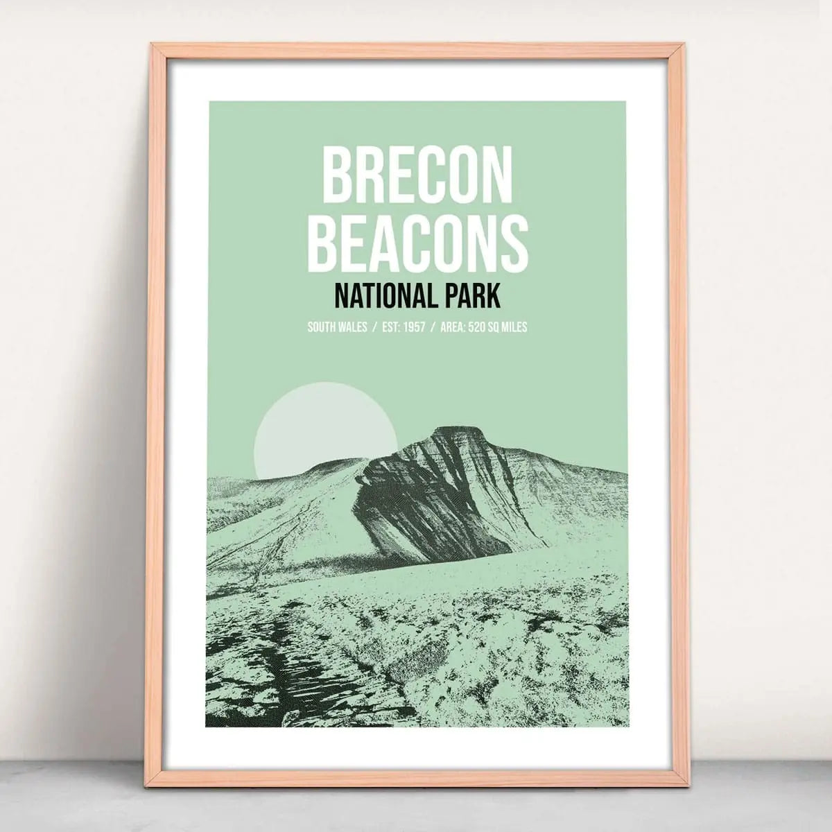 Brecon Beacon National Park art print in green from Purest Green Prints