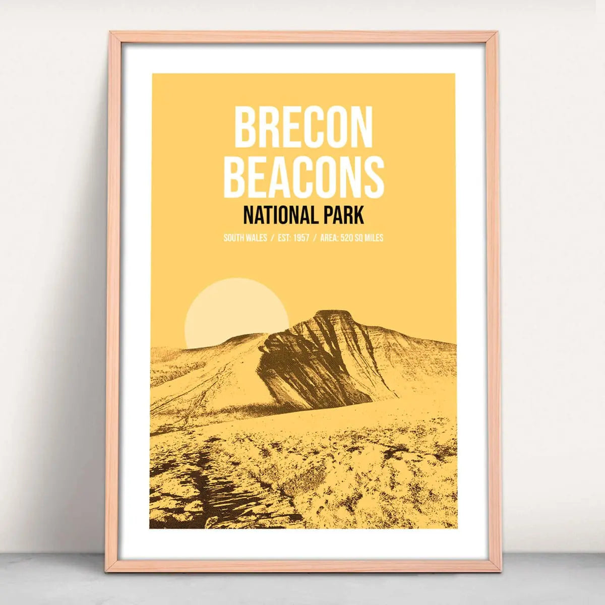 Brecon Beacon National Park art print in yellow from Purest Green Prints