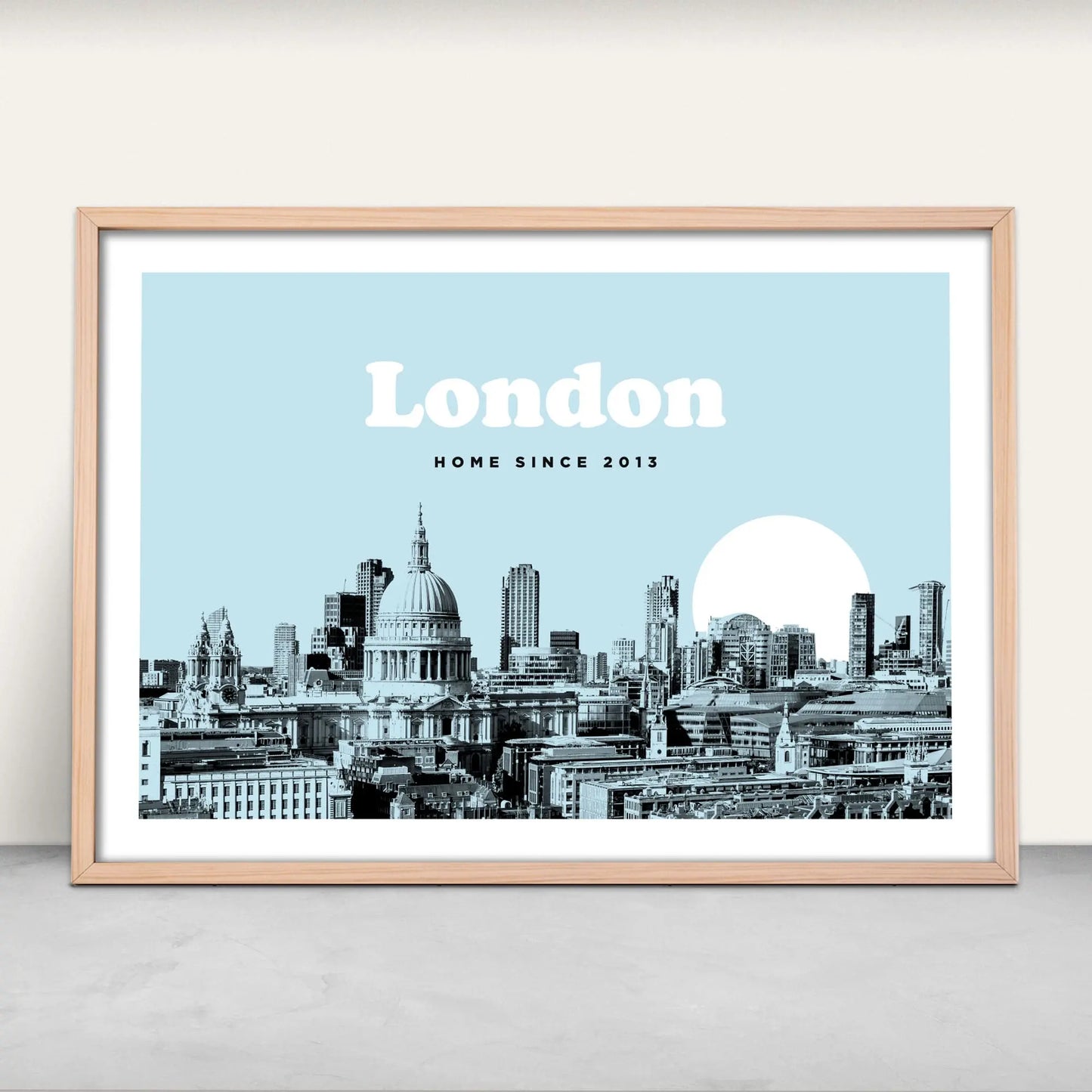 London Skyline personalised art print in blue from Purest Green Prints art print