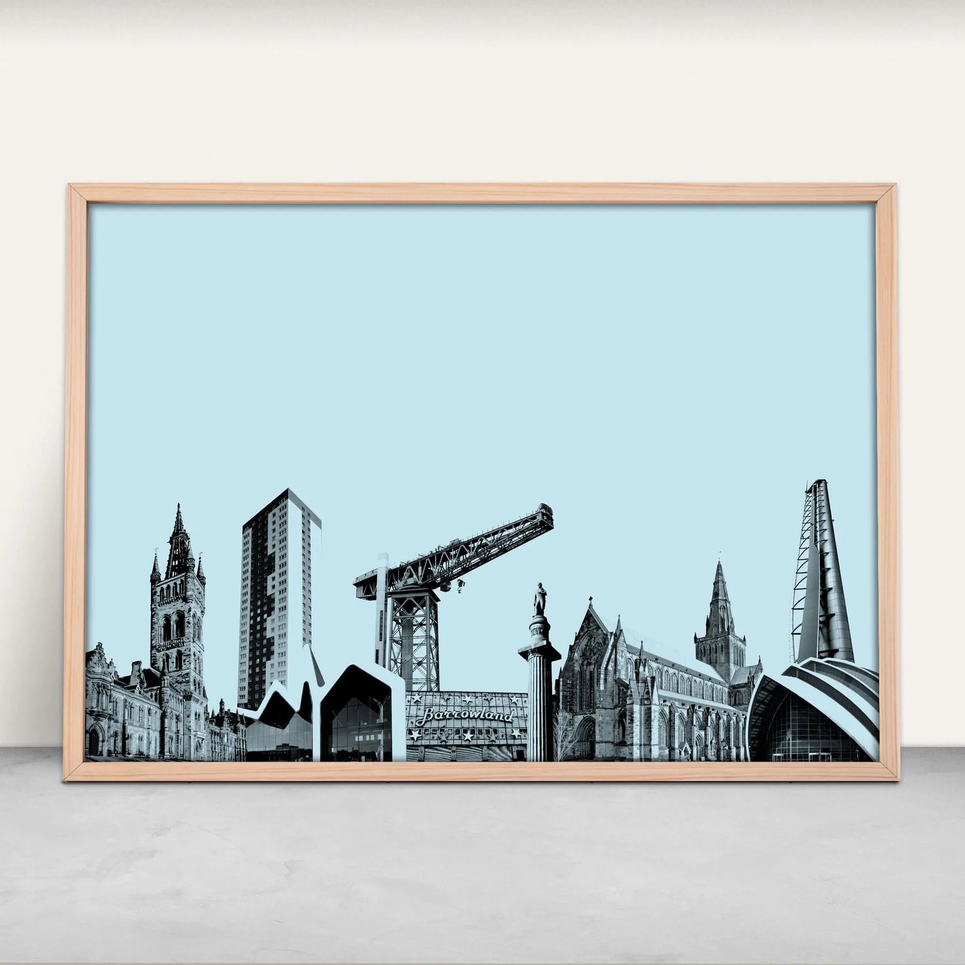 Glasgow, Scotland Architecture personalised Art Print in blue from Purest Green Prints.