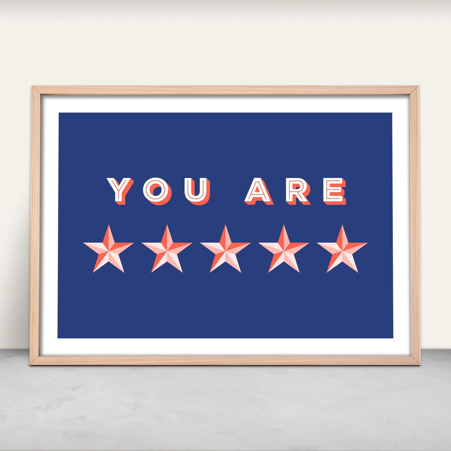 You are five stars art print in blue and pink from Purest Green Prints