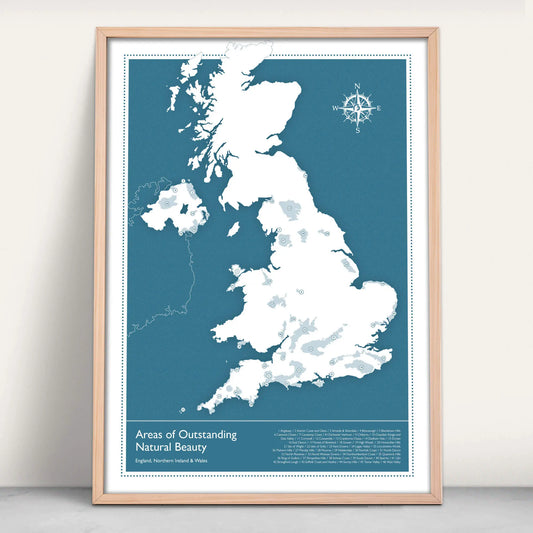 Areas of Outstanding Natural Beauty Art Print in Blue from Purest Green Prints.