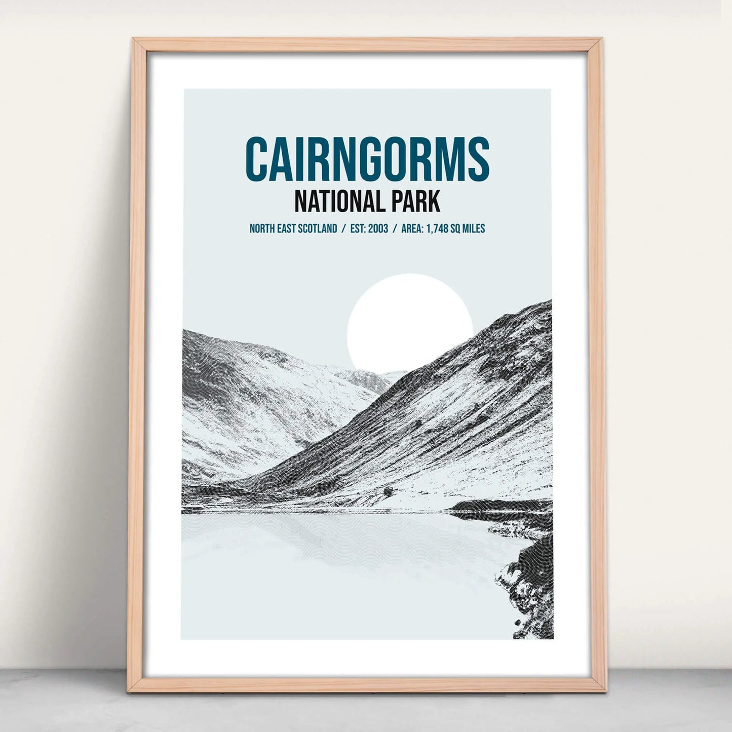 Cairngorms National Park art print in blue from Purest Green Prints