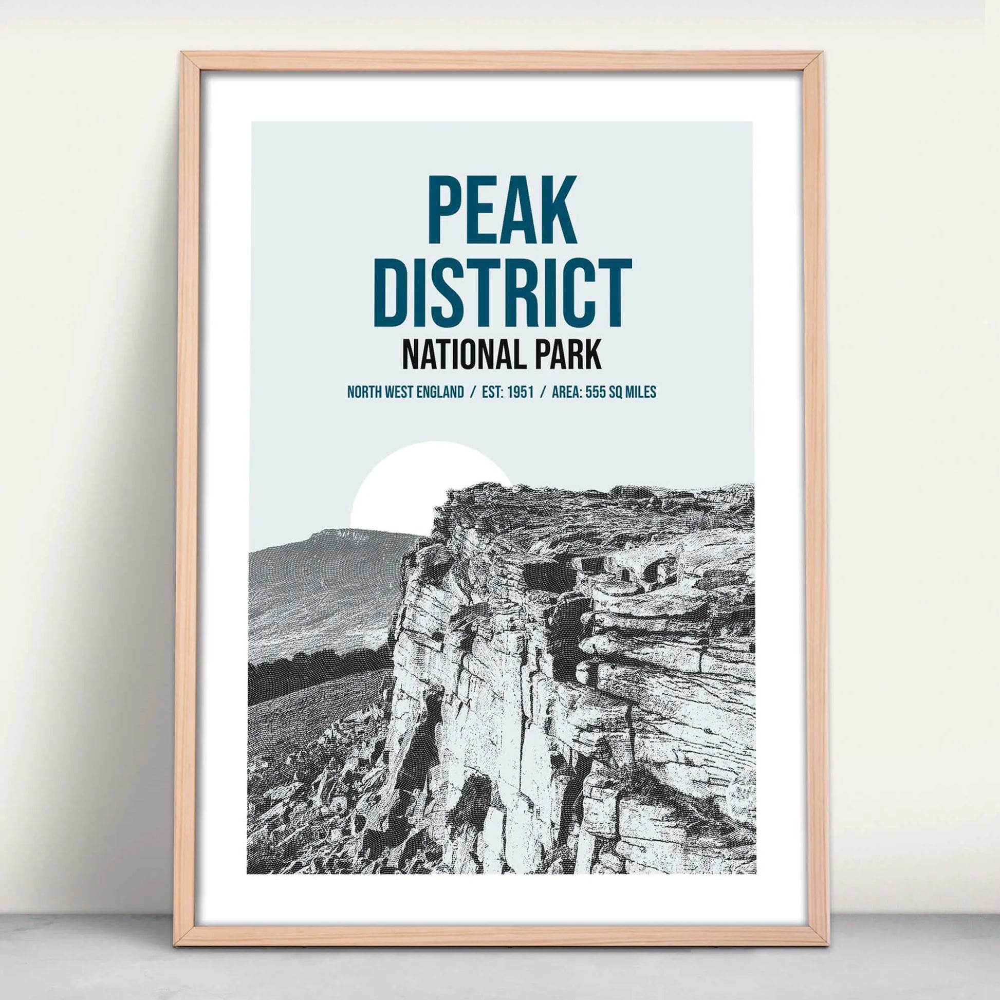 Peak District National Park art print in blue from Purest Green Prints