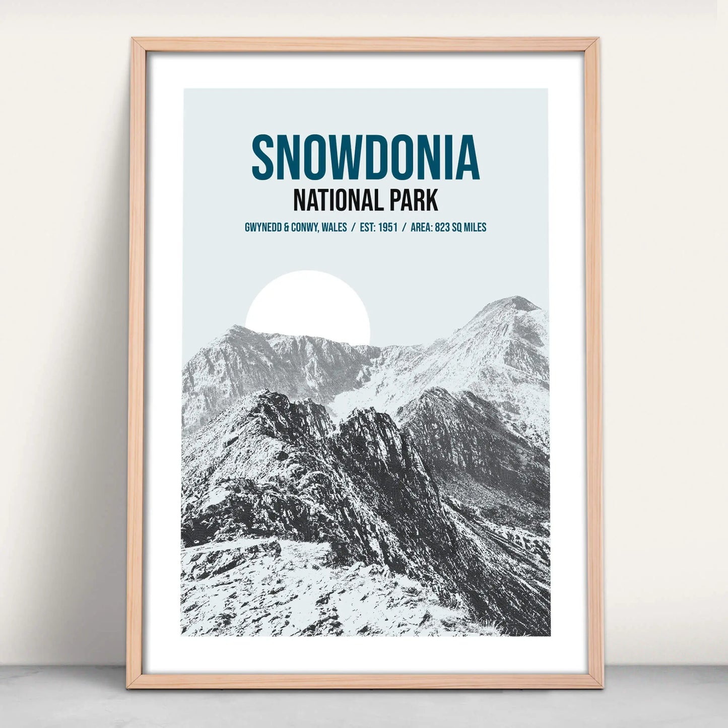 Snowdonia National Park art print in blue from Purest Green Prints