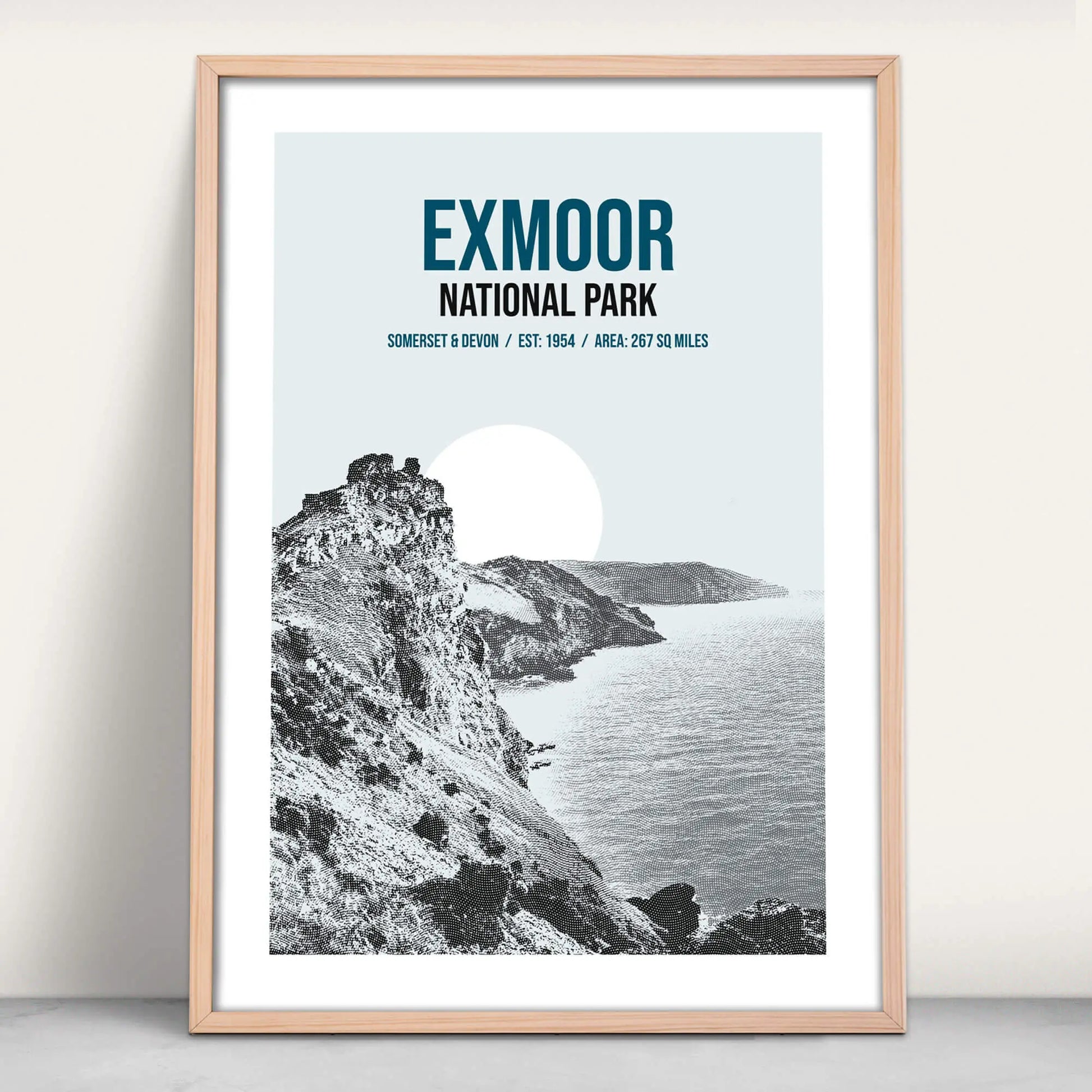 Exmoor National Park art print in blue from Purest Green Prints