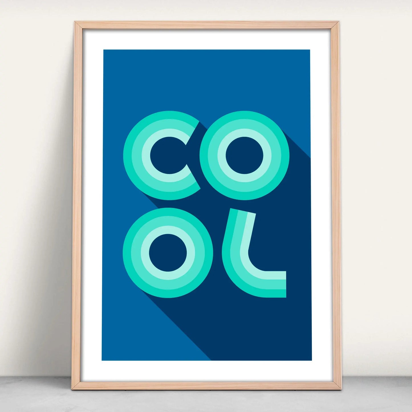 Cool typographic art print in blue and mint colours from Purest Green Prints