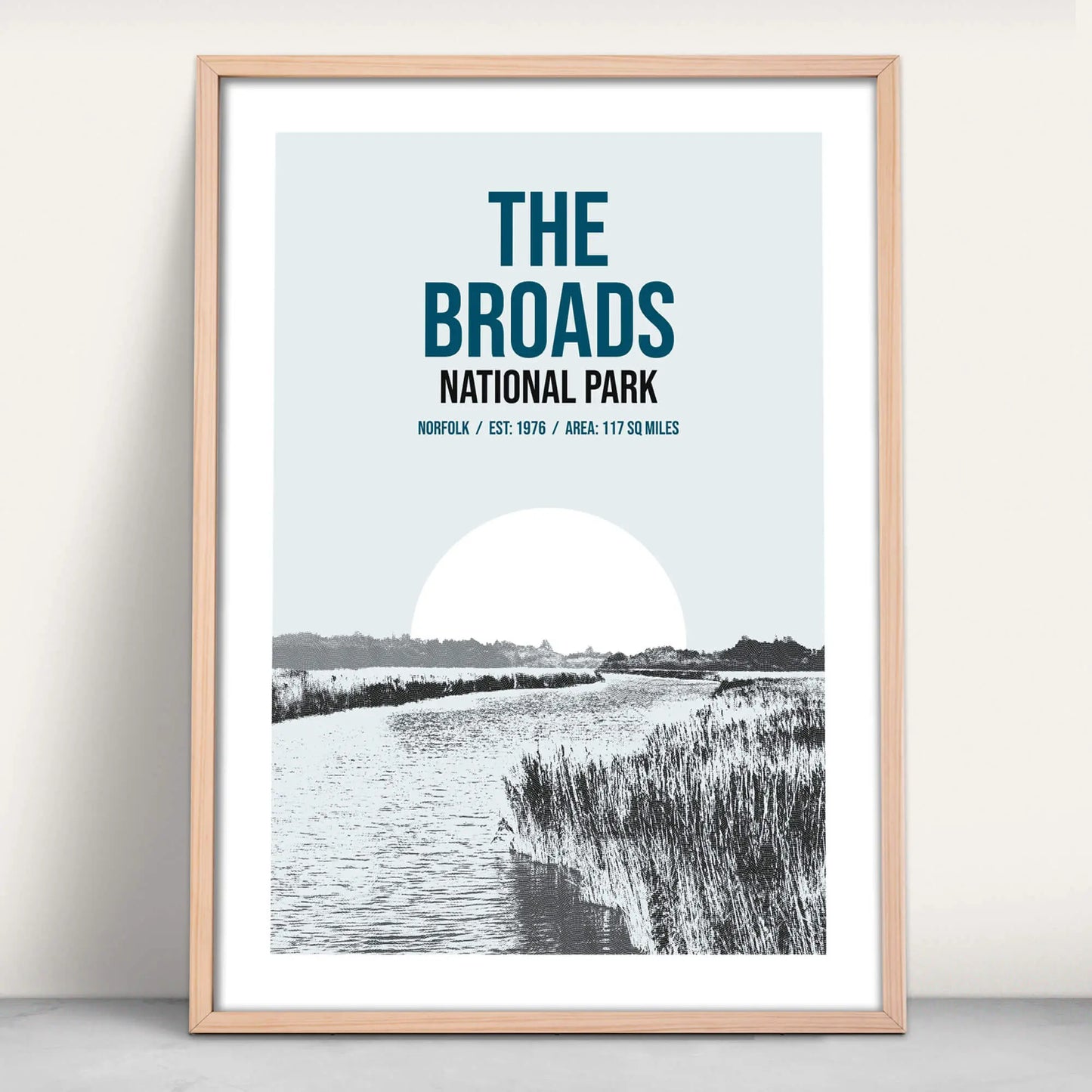 The Broads National Park art print in blue from Purest Green Prints