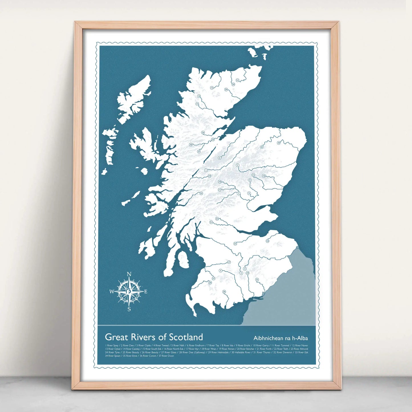 Rivers of Scotland Art Print in blue from Purest Green Prints