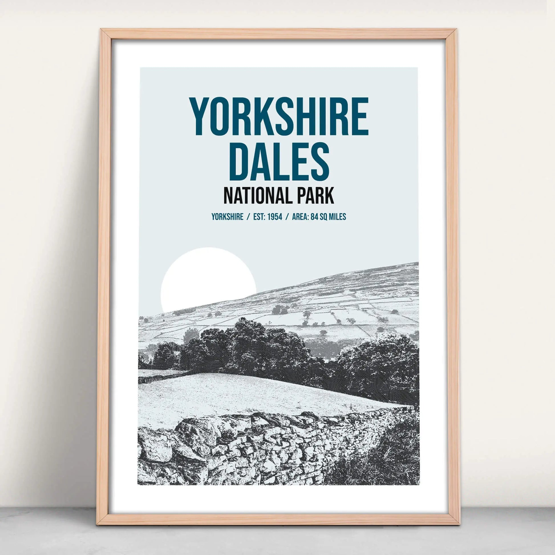 Yorkshire Dales National Park art print in blue from Purest Green Prints