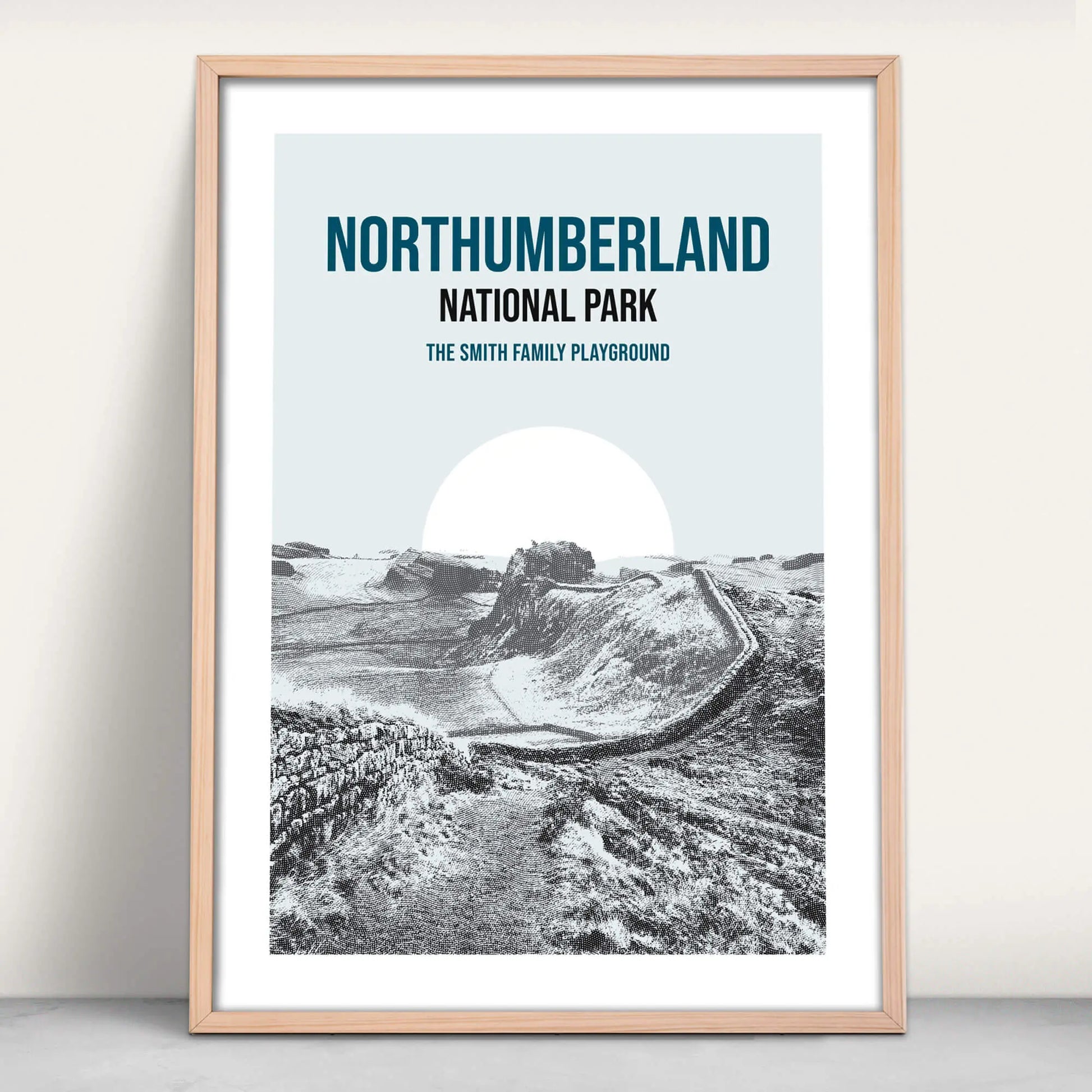 Northumberland National Park art print in blue from Purest Green Prints