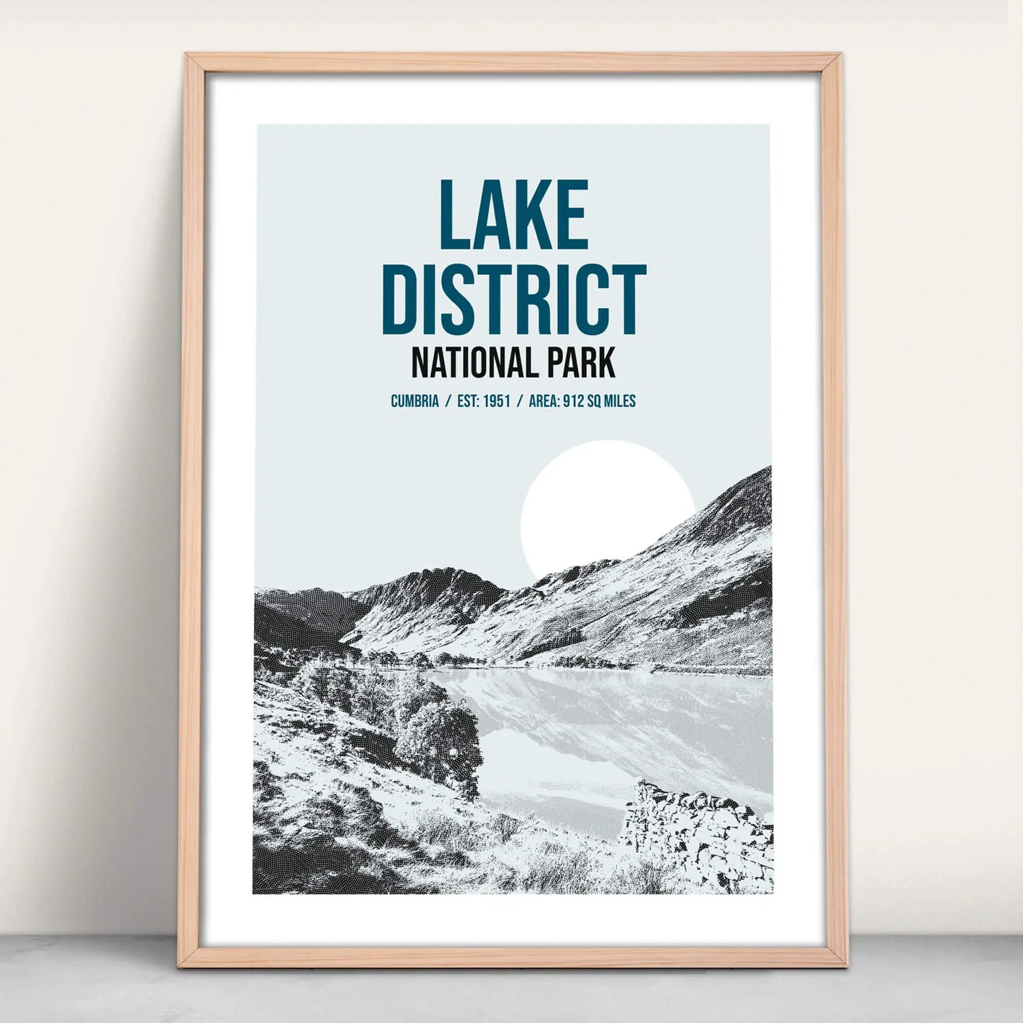 Lake District National Park art print in blue from Purest Green Prints