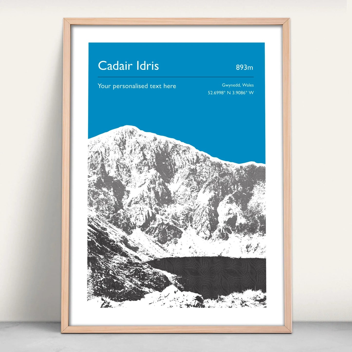 Cadair Idris, Wales Personalised Art Print in blue from Purest Green Prints