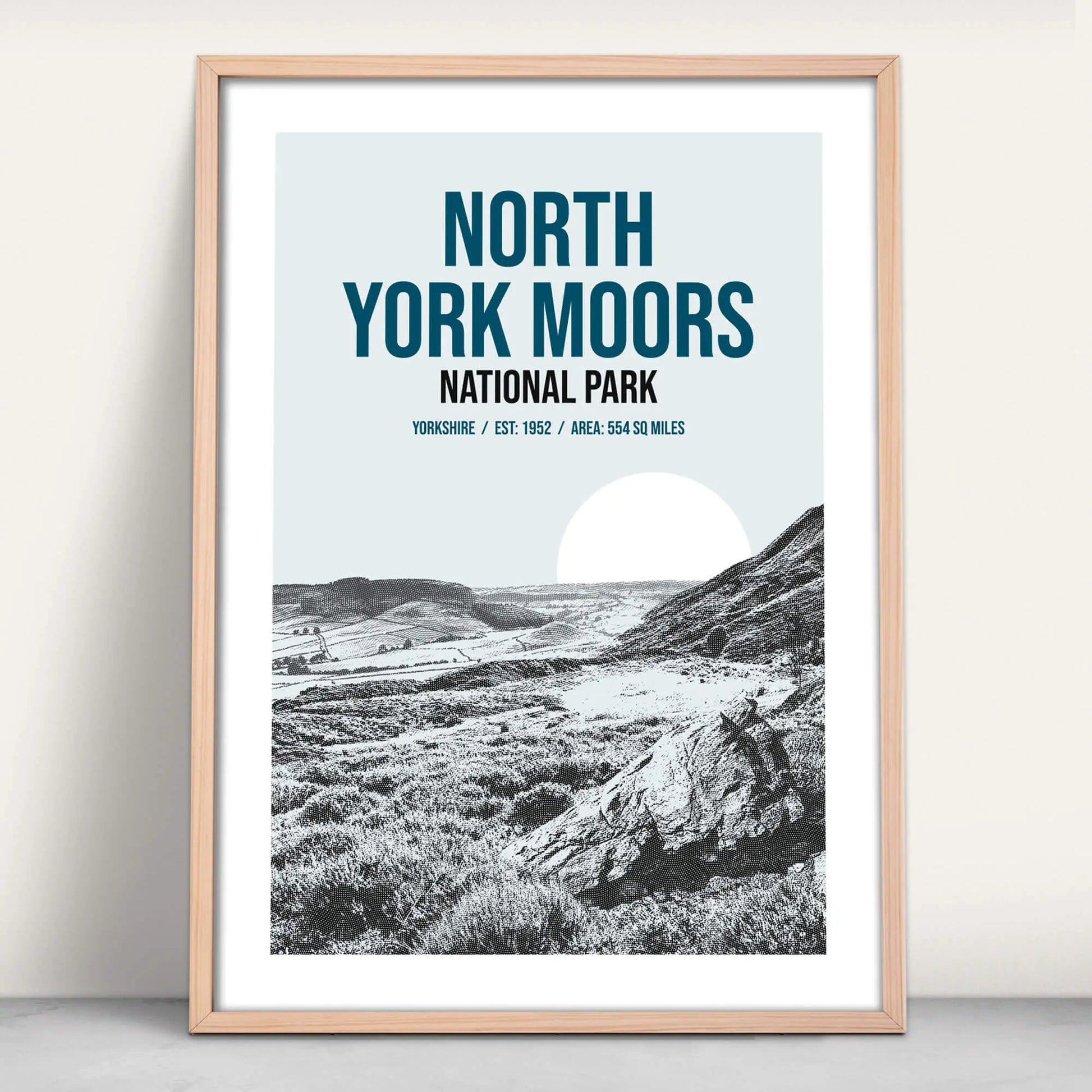 North York Moors National Park art print in blue from Purest Green Prints