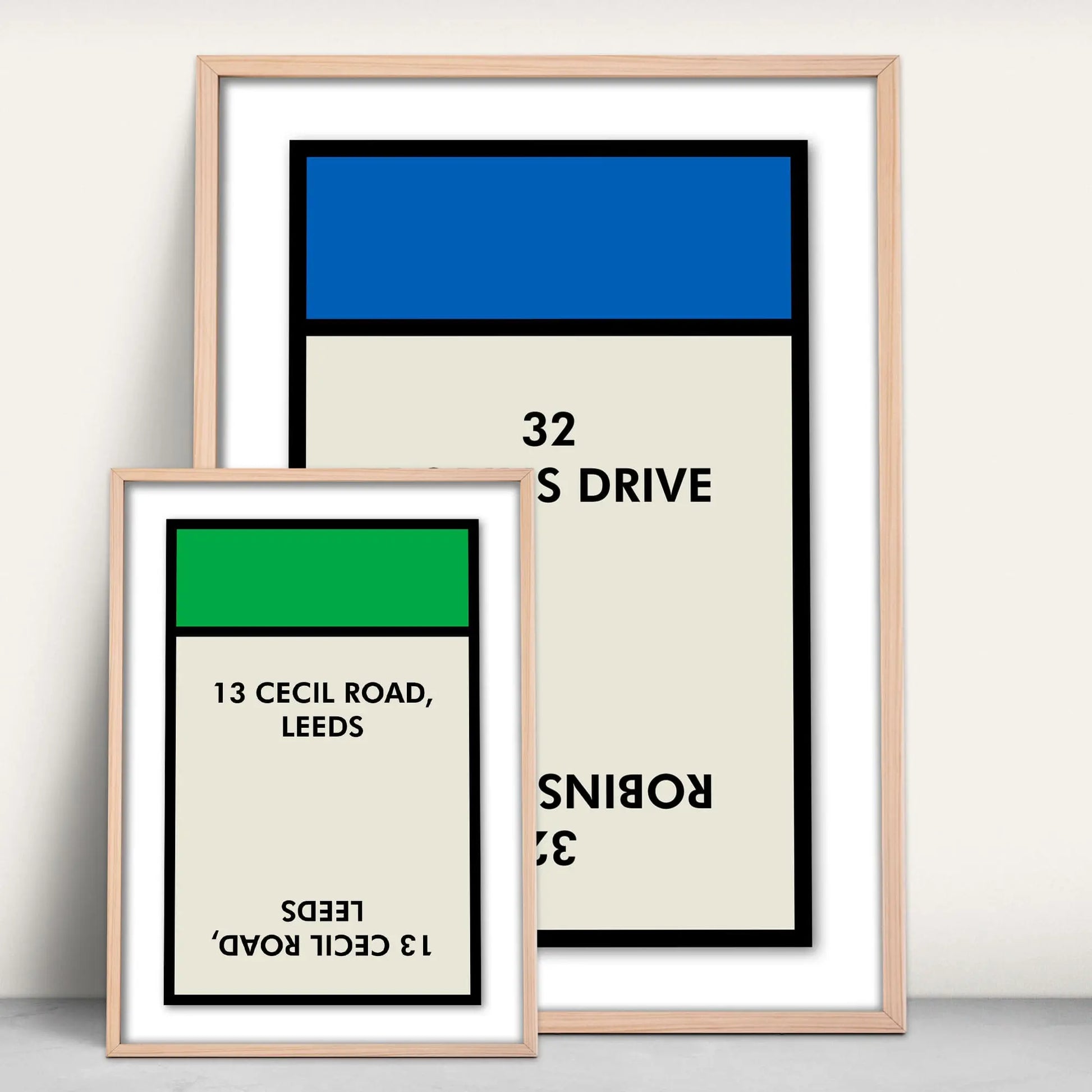 Personalised Monopoly style board game new home print in green or blue from Purest Green Prints