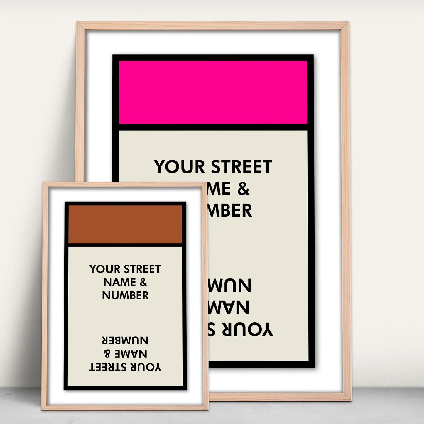 Personalised Monopoly style board game new home print in pink or brown from Purest Green Prints