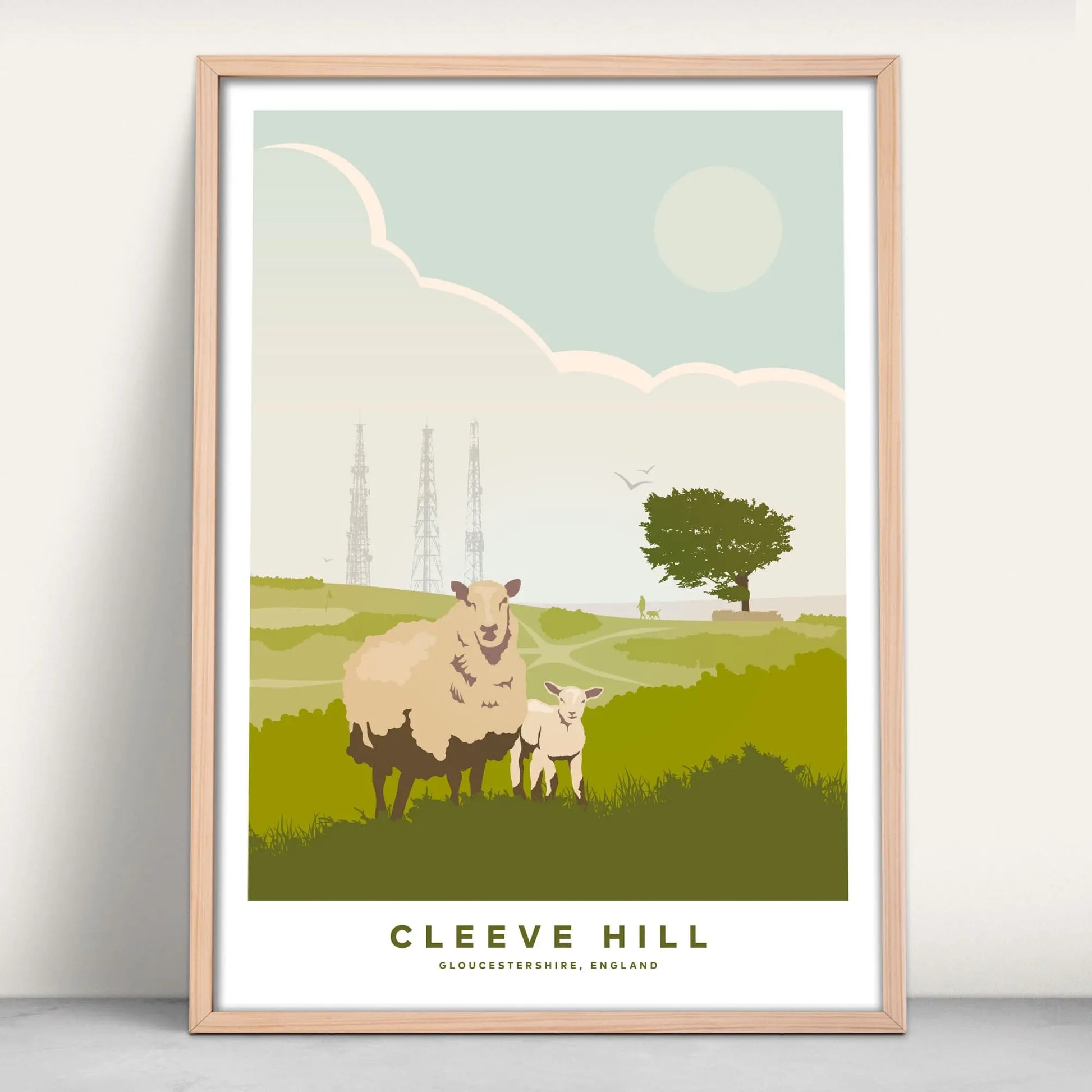 Cleeve Hill, Cheltenham art print in Travel style art print from Purest Green Prints.