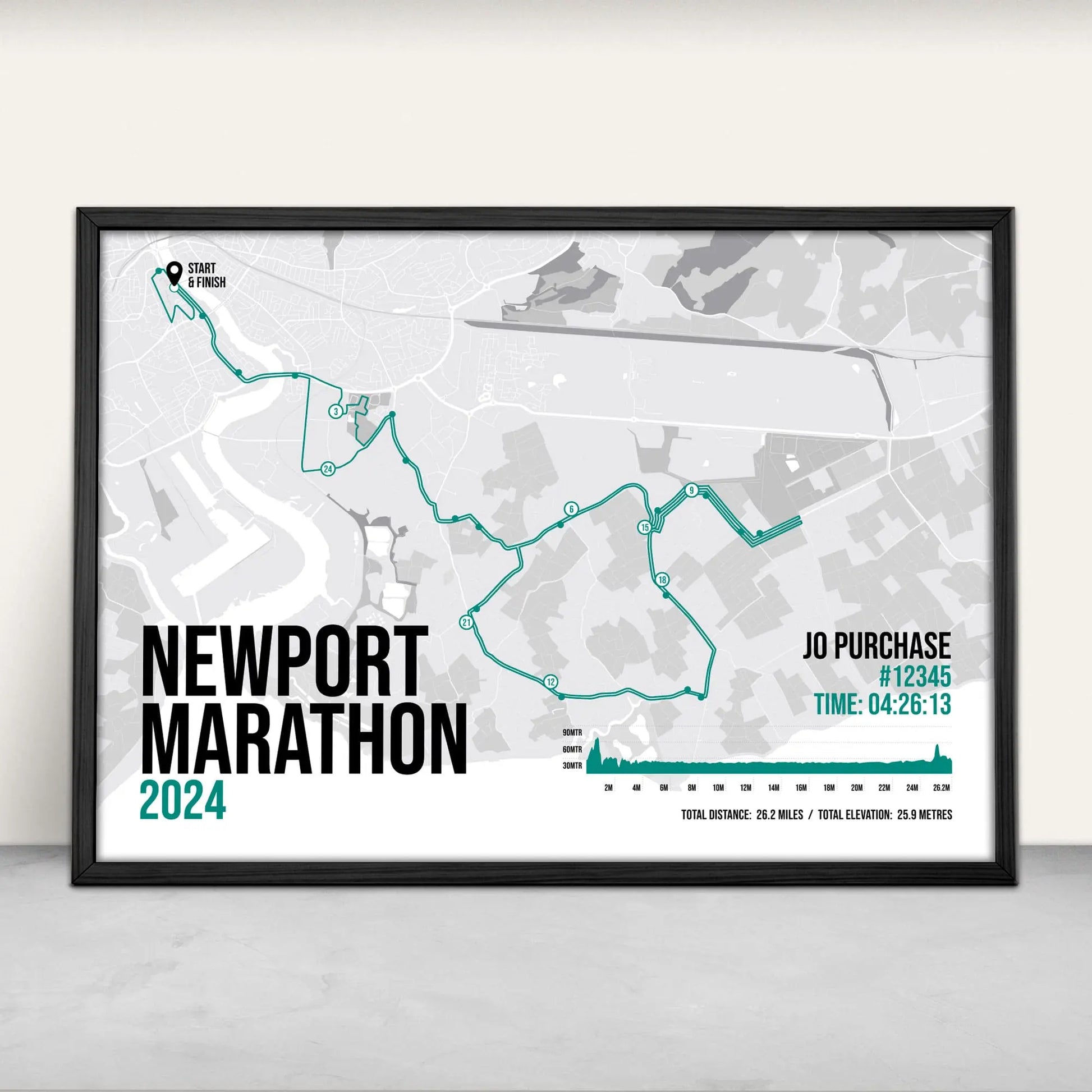 Newport Marathon Art Print in green from Purest Green Prints