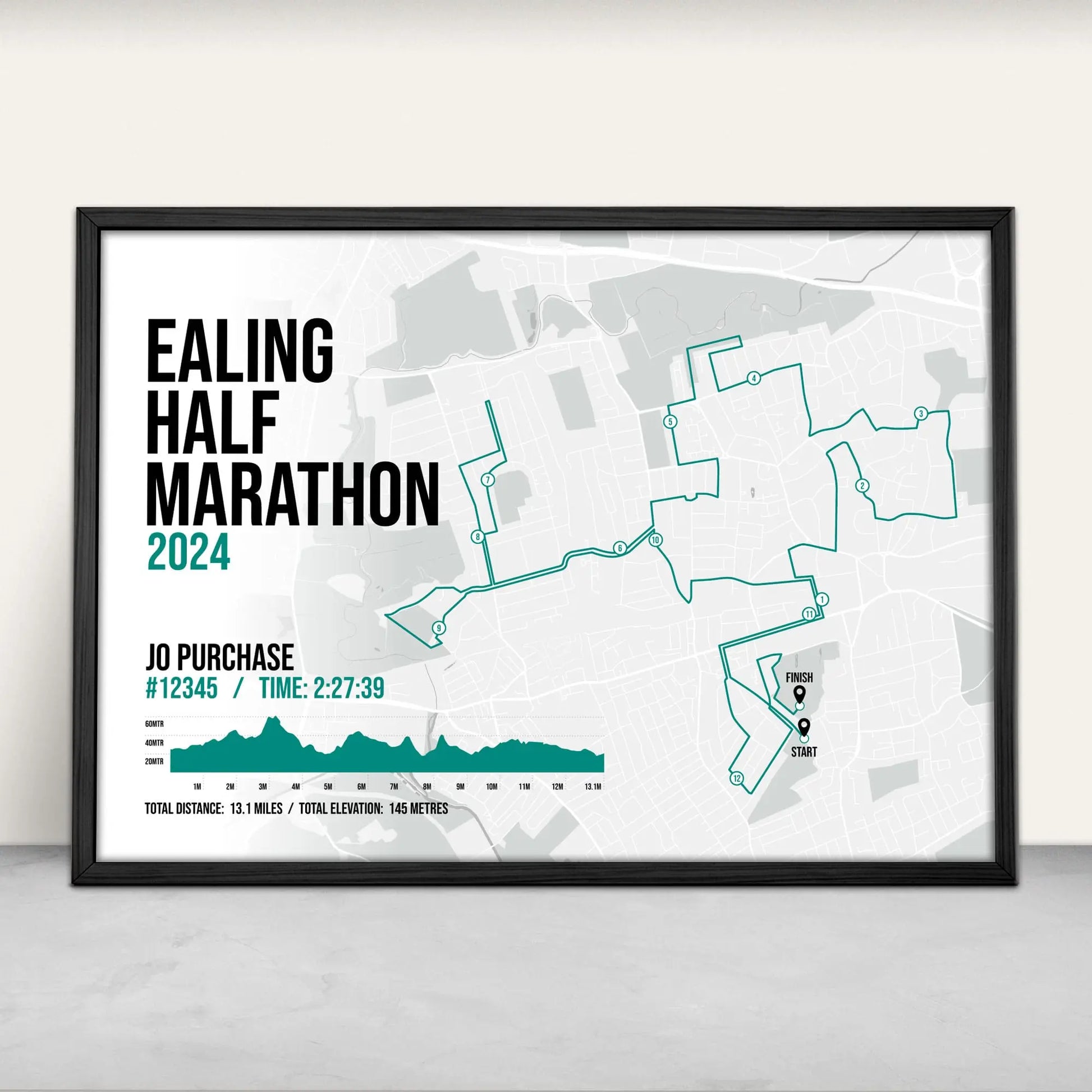 Personalised Ealing Half Marathon Art Print in green from Purest Green Prints