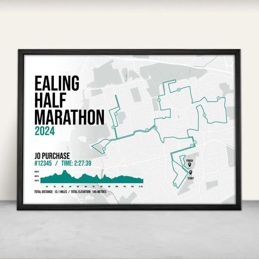 Personalised Ealing Half Marathon Art Print in green from Purest Green Prints