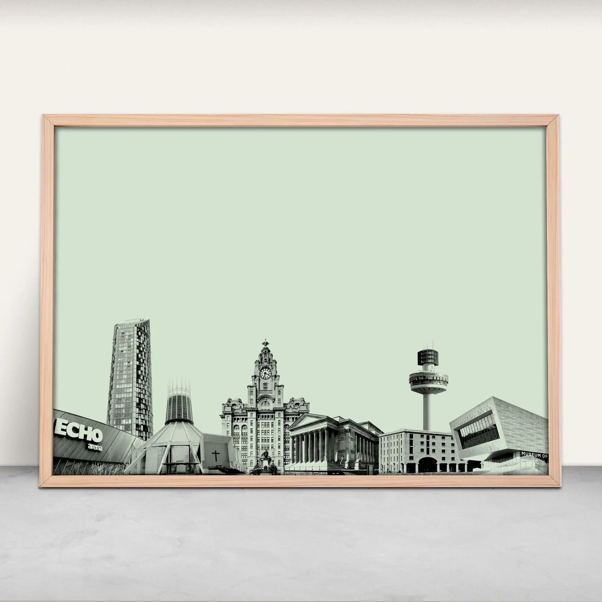 Liverpool, England architecture Art Print in green from Purest Green Prints.