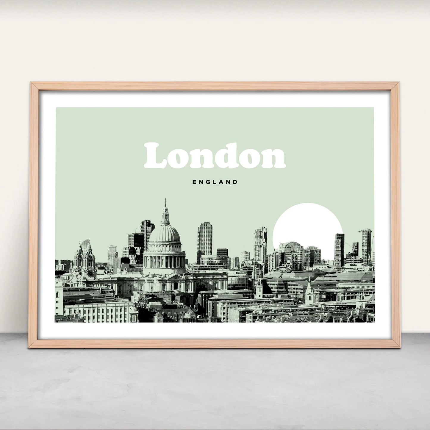 London Skyline personalised art print in green from Purest Green Prints art print