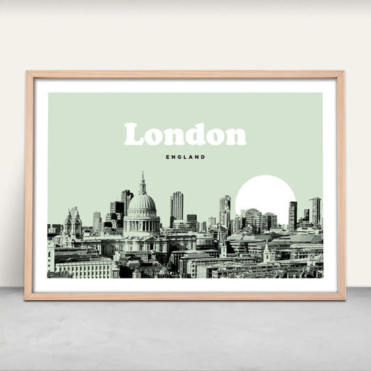 London Skyline personalised art print in green from Purest Green Prints art print