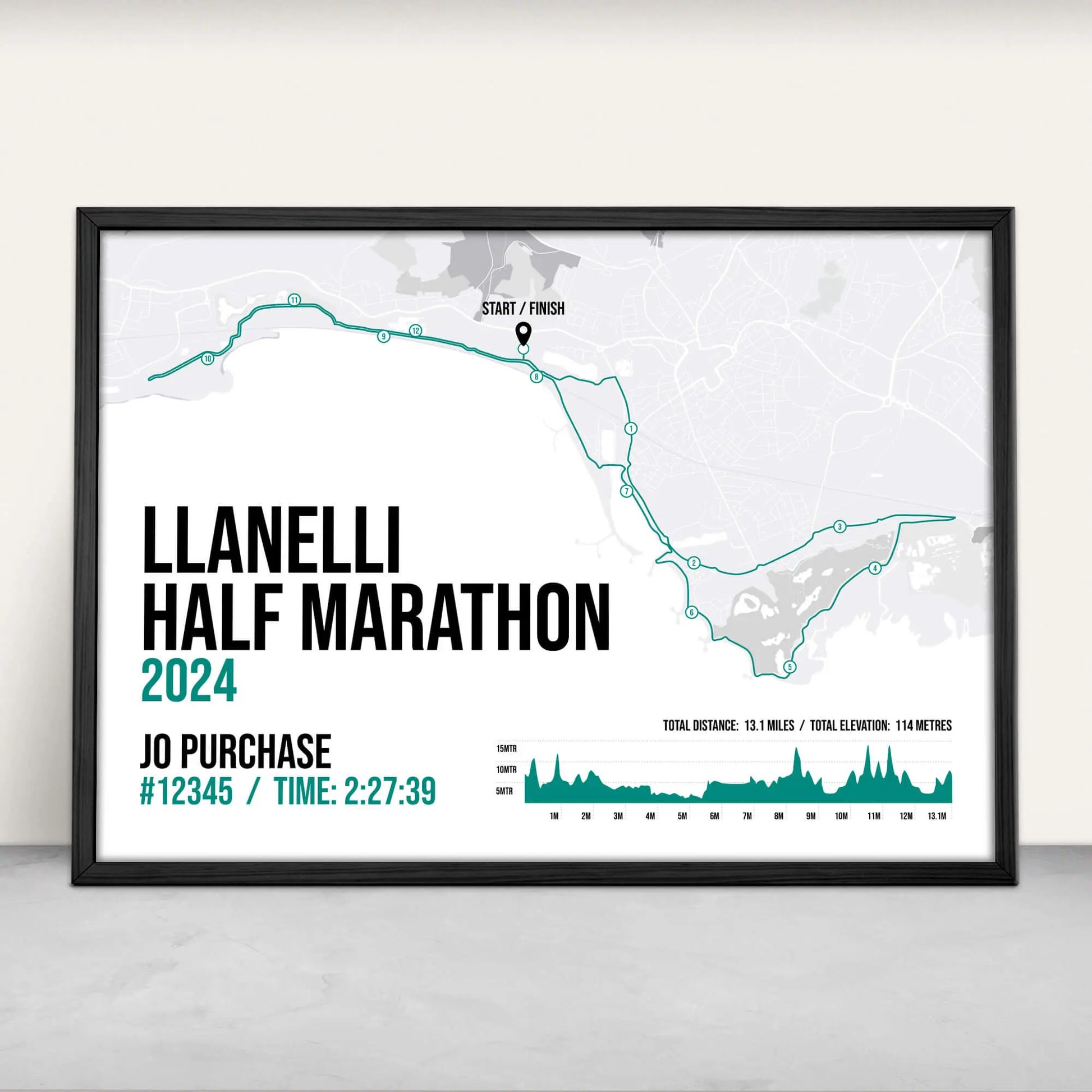 Llanelli Half Marathon Art Print in green from Purest Green Prints.