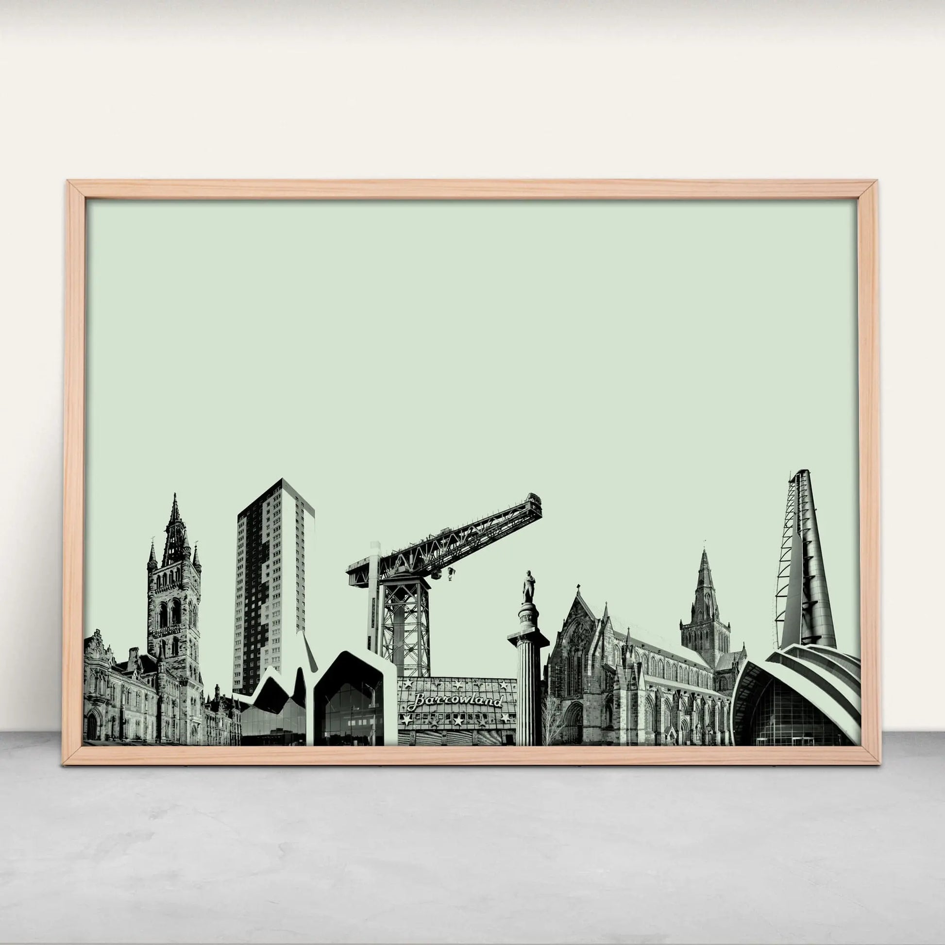 Glasgow, Scotland Architecture personalised Art Print in green from Purest Green Prints.