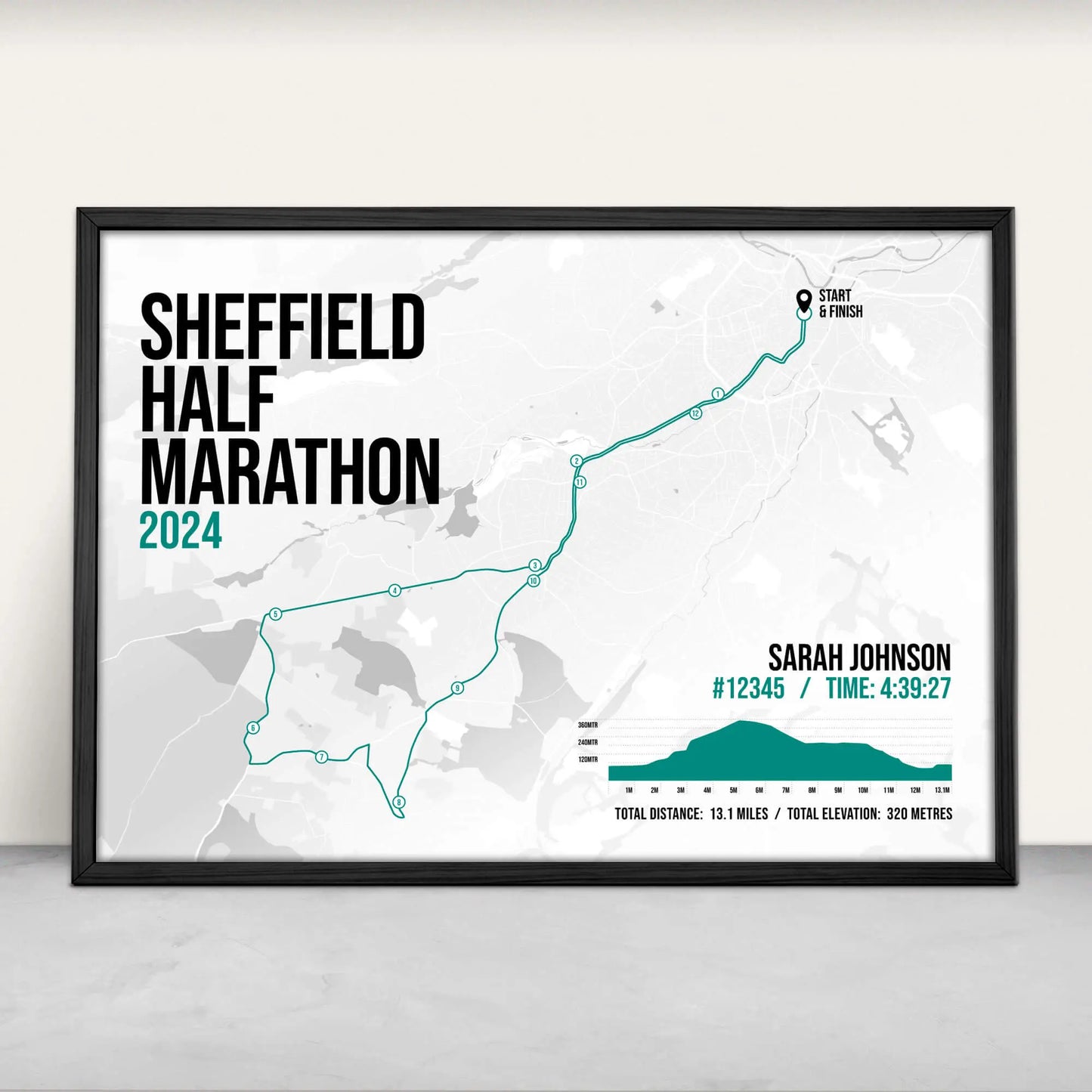 Sheffield Half Marathon Art Print in green from Purest Green Prints.