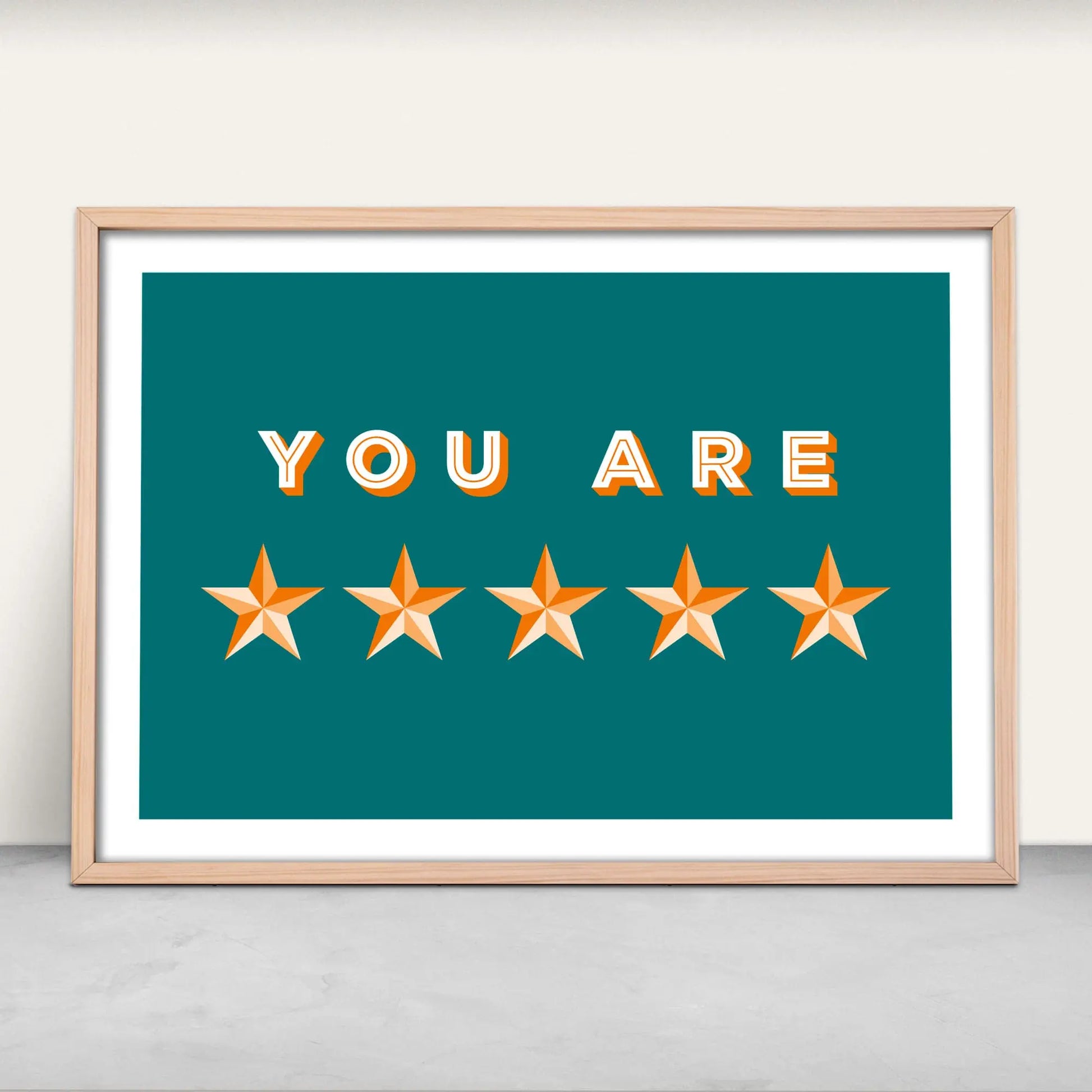 You are five stars art print in green and orange from Purest Green Prints