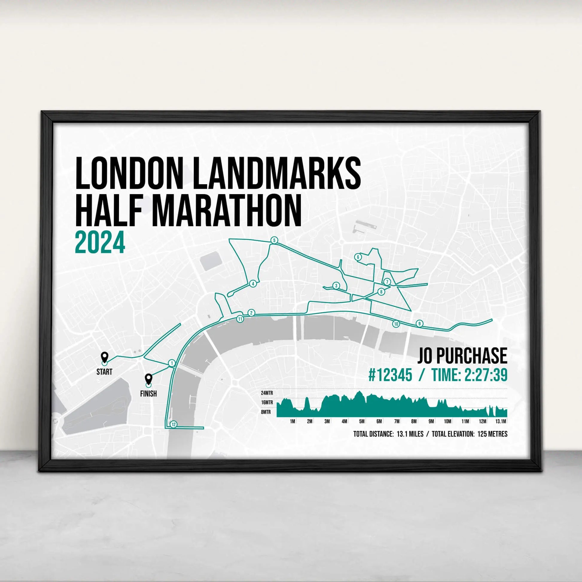 London Landmarks Half Marathon Art Print in green from Purest Green Prints.