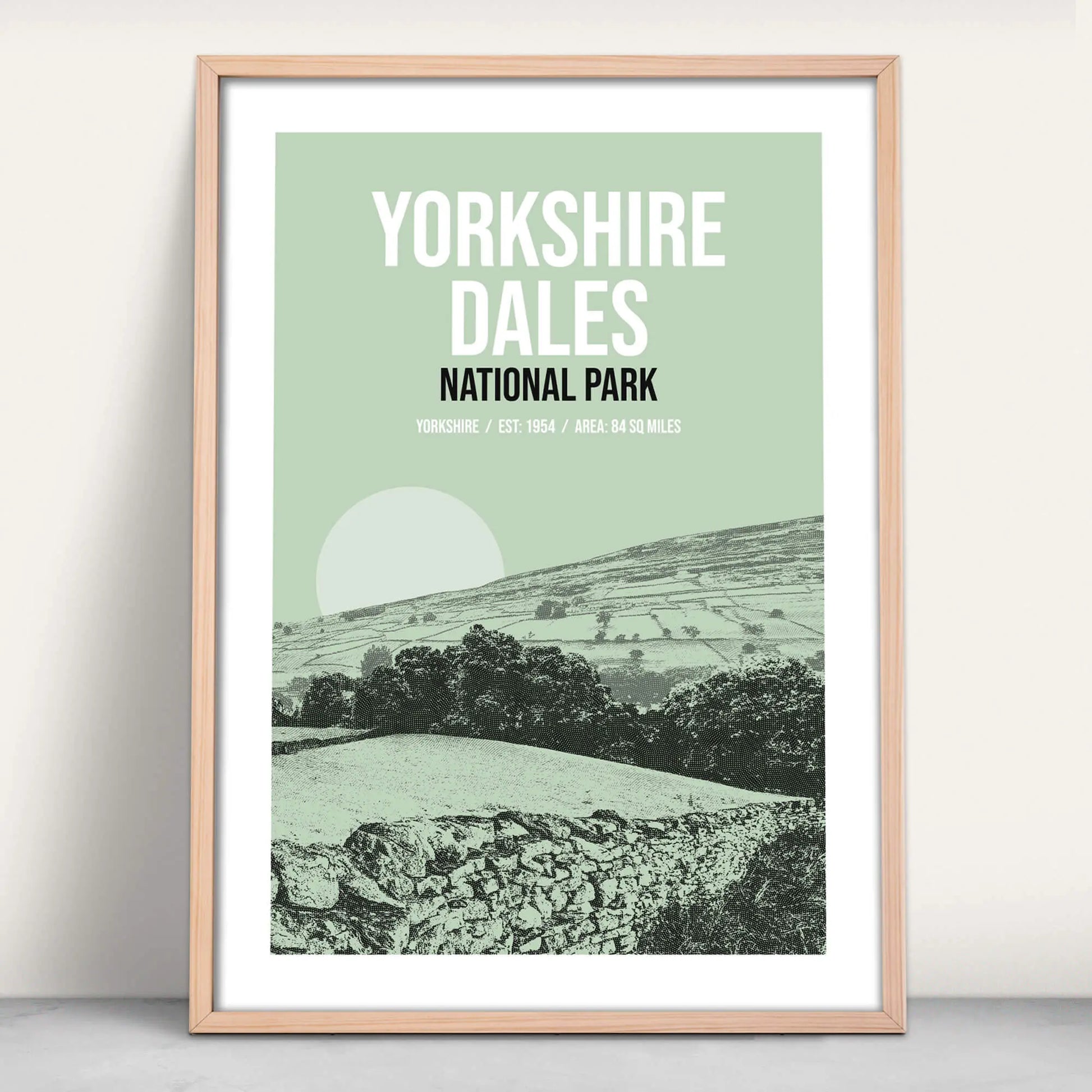 Yorkshire Dales National Park art print in green from Purest Green Prints