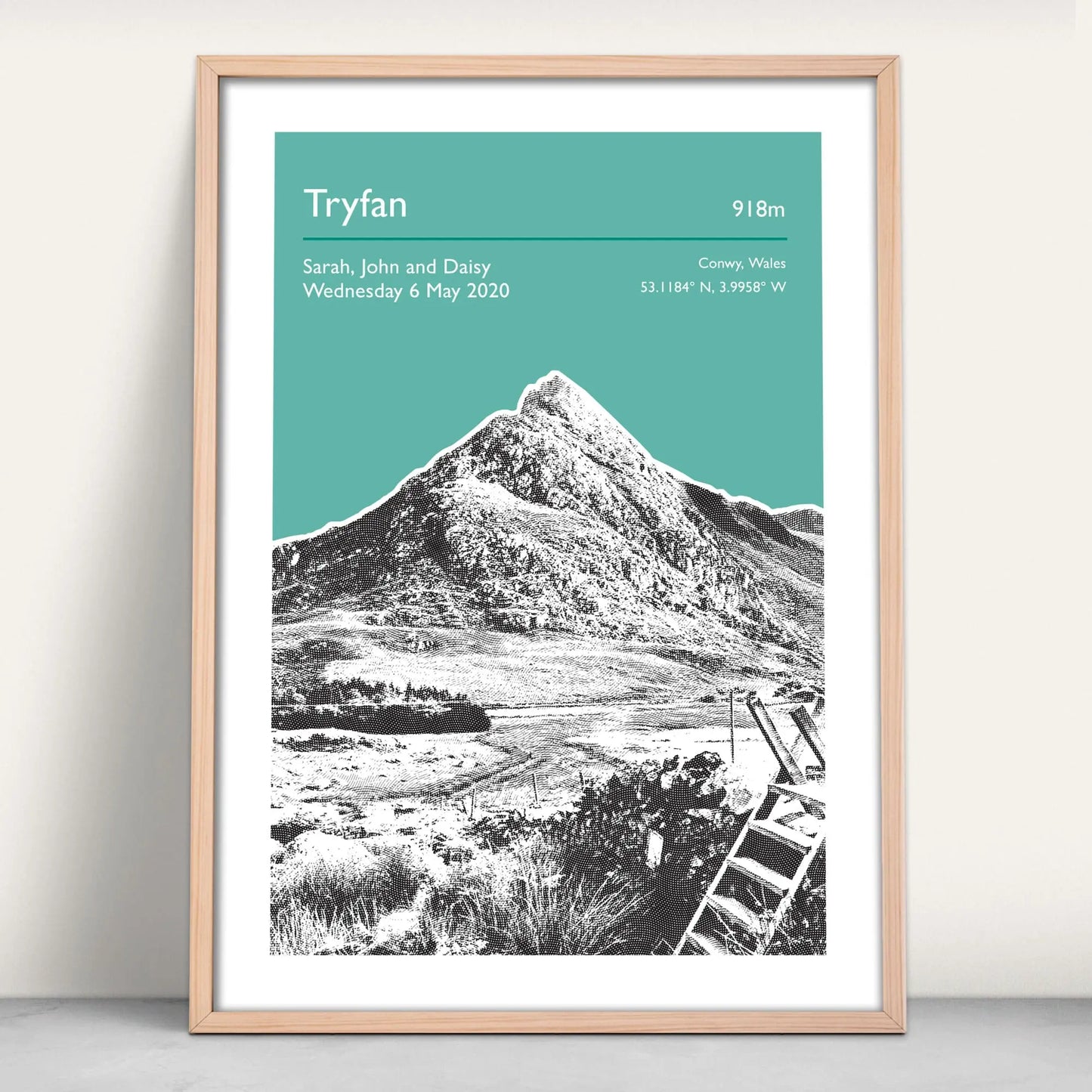 Tryfan, Wales Personalised Art Print in green from Purest Green Prints