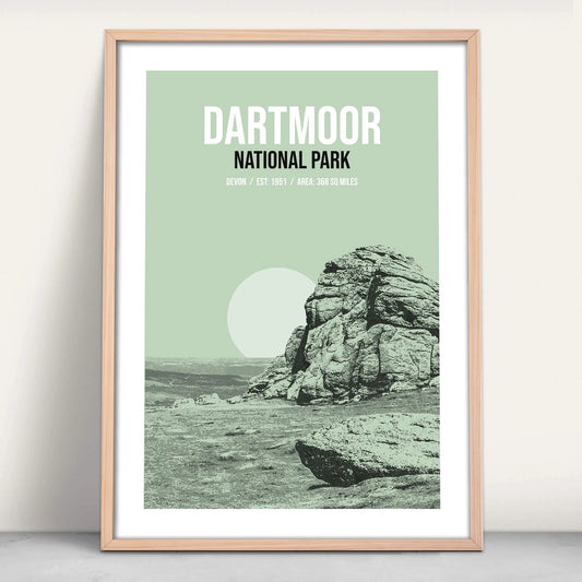 Dartmoor National Park art print in green from Purest Green Prints