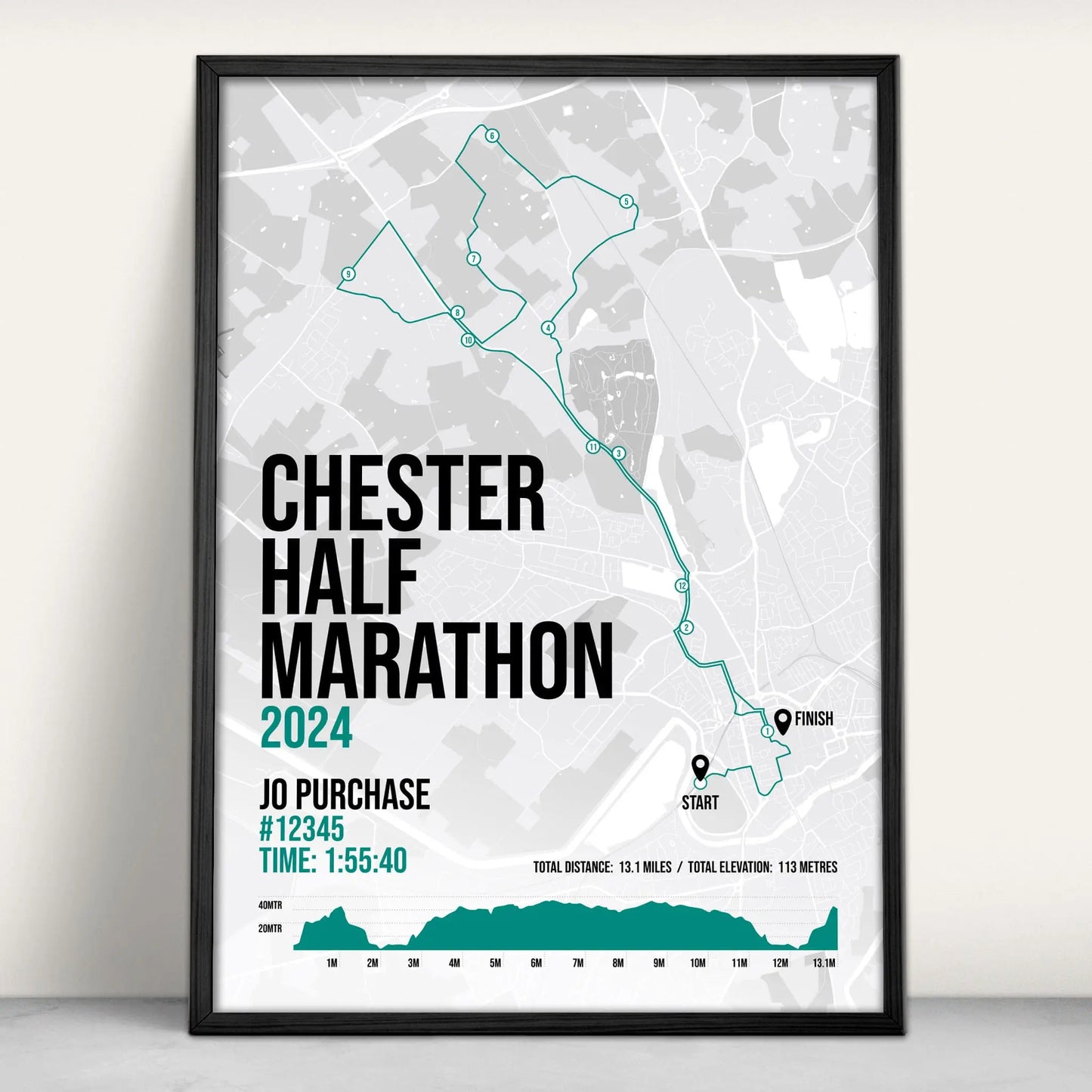 Chester Half Marathon Art Print in green from Purest Green Prints.