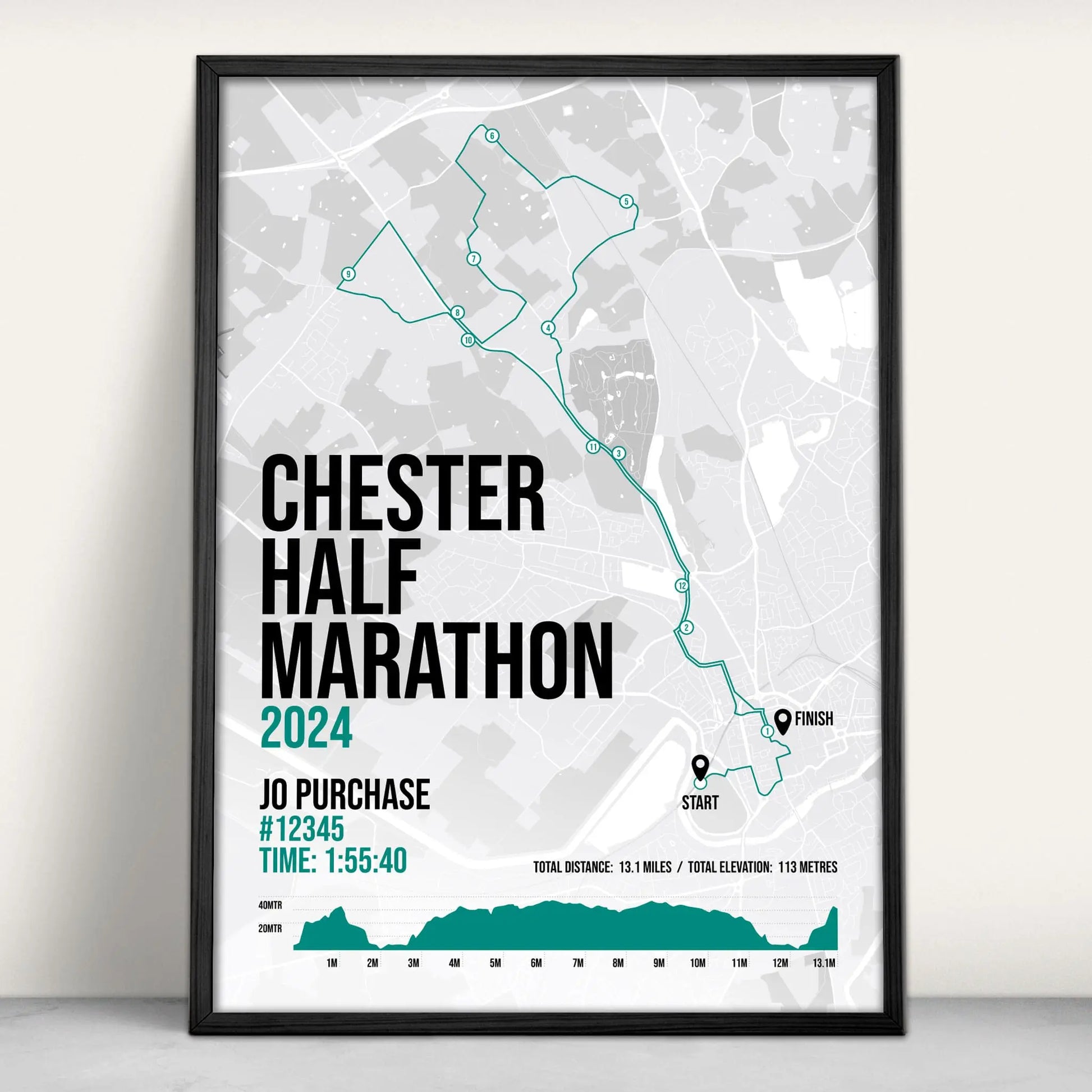 Chester Half Marathon Art Print in green from Purest Green Prints.