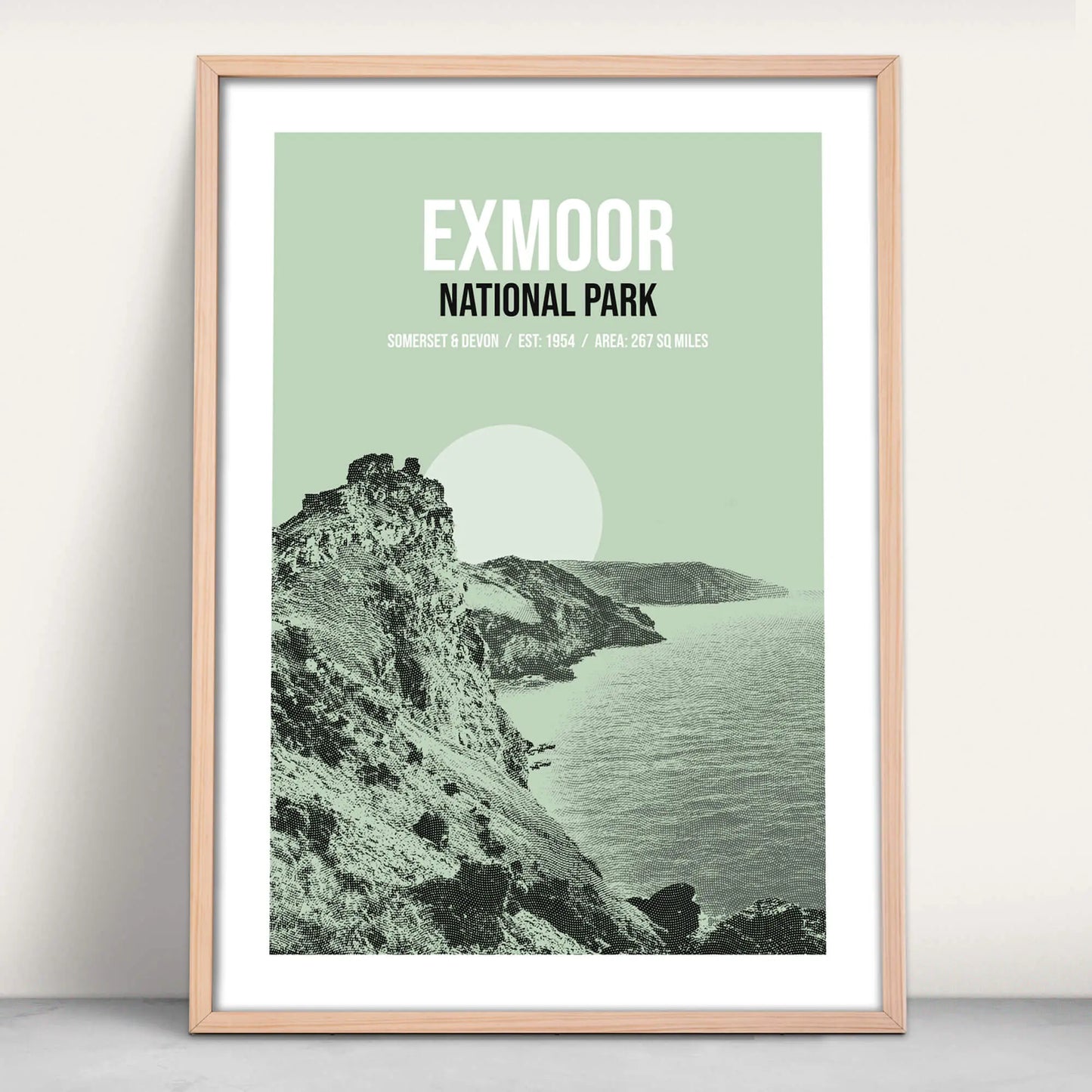 Exmoor National Park art print in green from Purest Green Prints