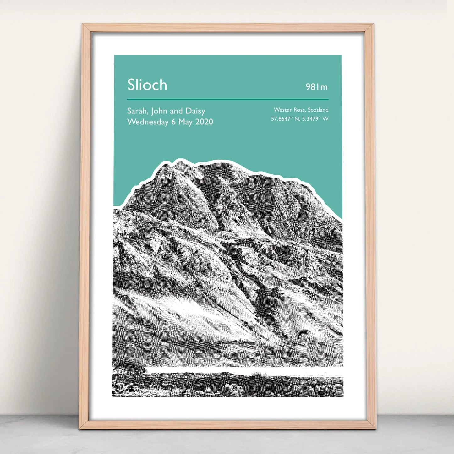 Slioch, Scotland Personalised Art Print in green from Purest Green Prints