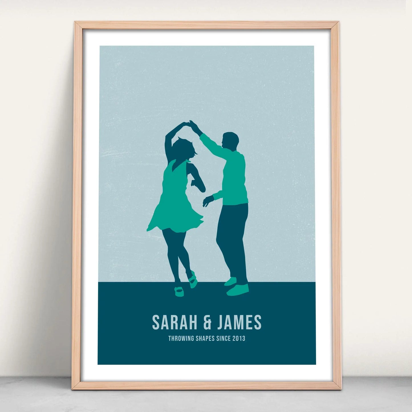 Personalised print of a couple dancing in navy and green from Purest Green Prints.