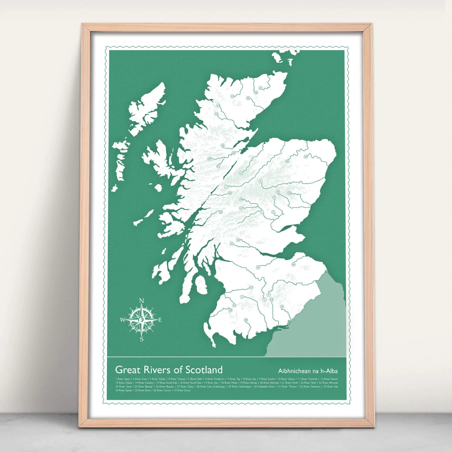 Rivers of Scotland Art Print in green from Purest Green Prints