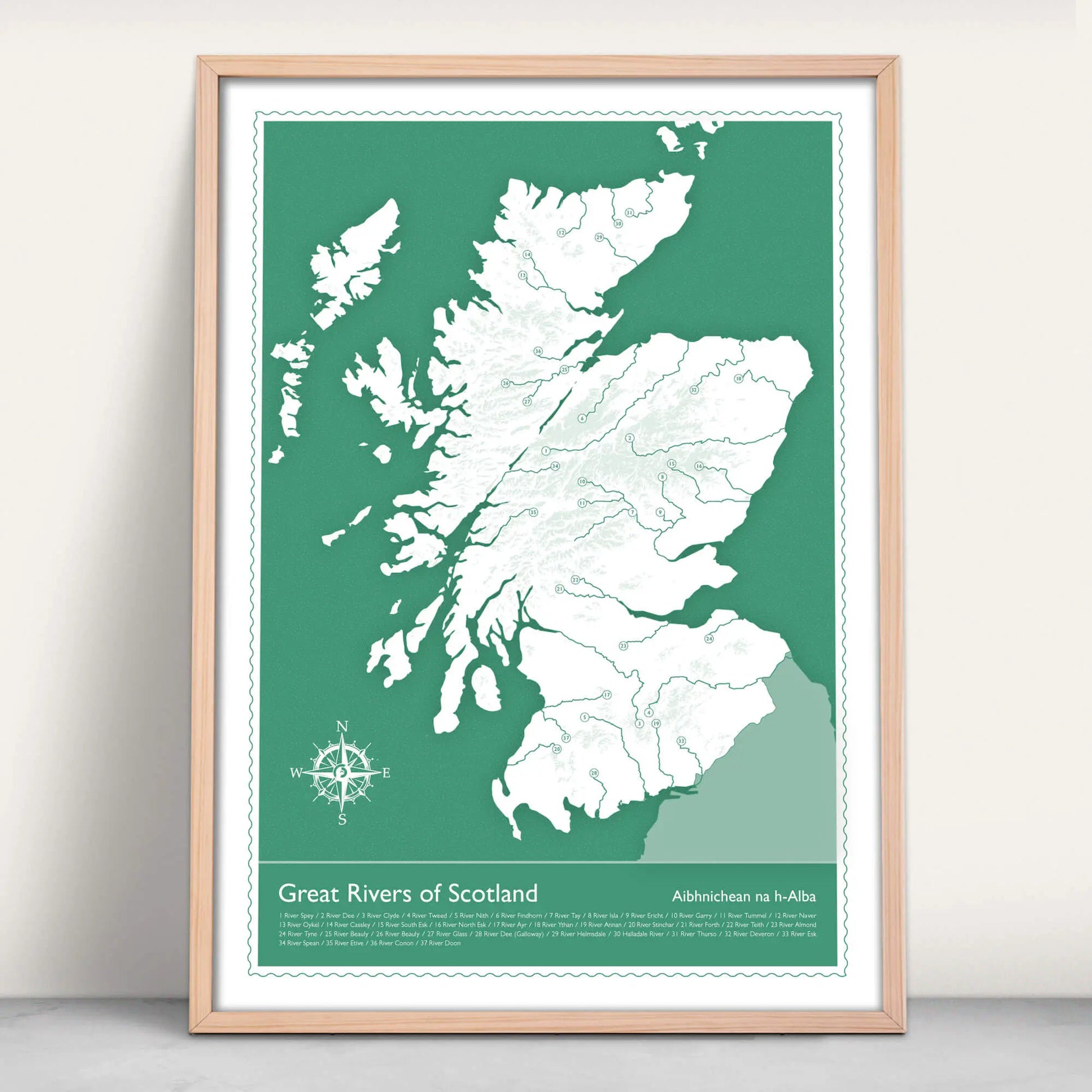 Rivers of Scotland Art Print in green from Purest Green Prints