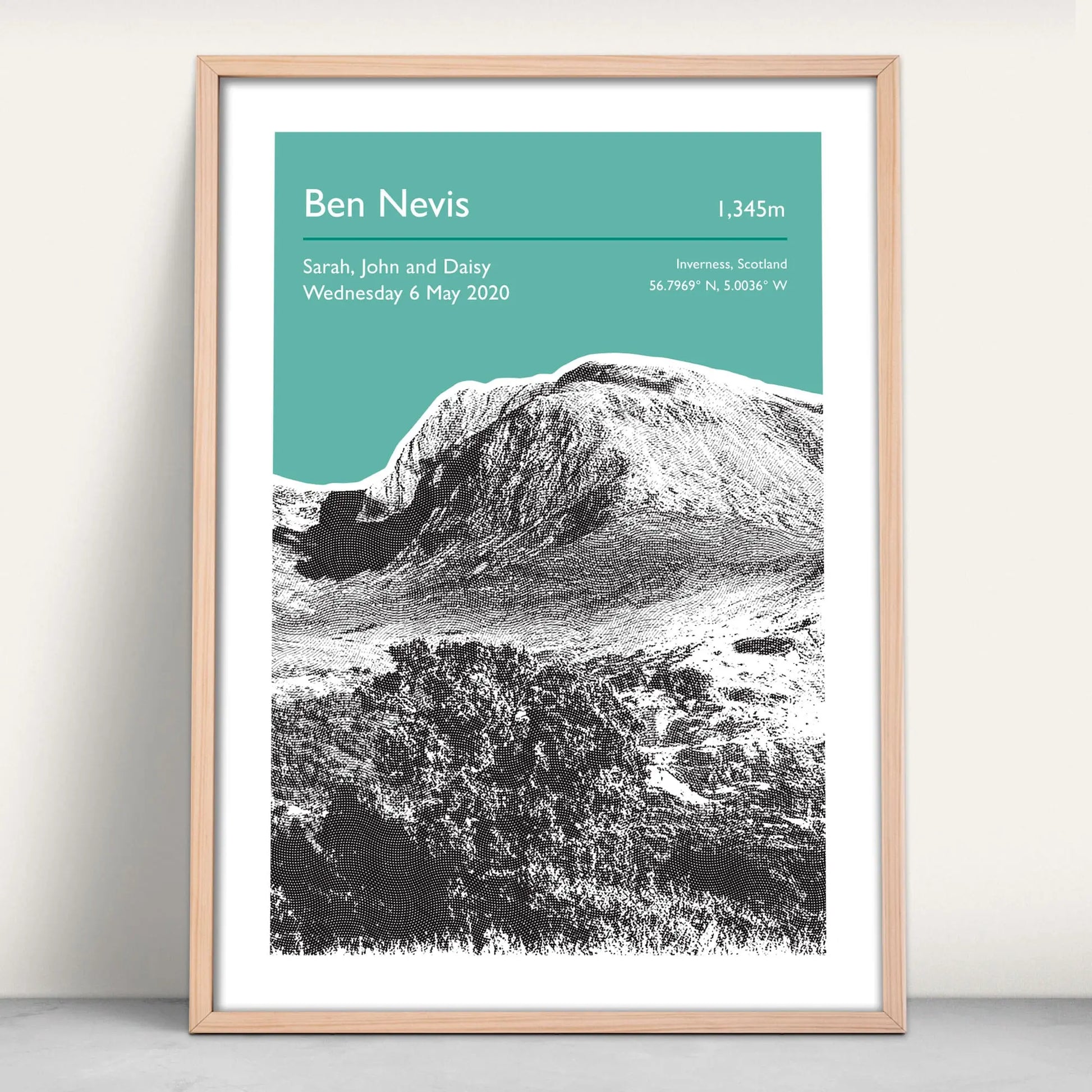 Ben Nevis, Scotland Personalised Art Print in green from Purest Green Prints