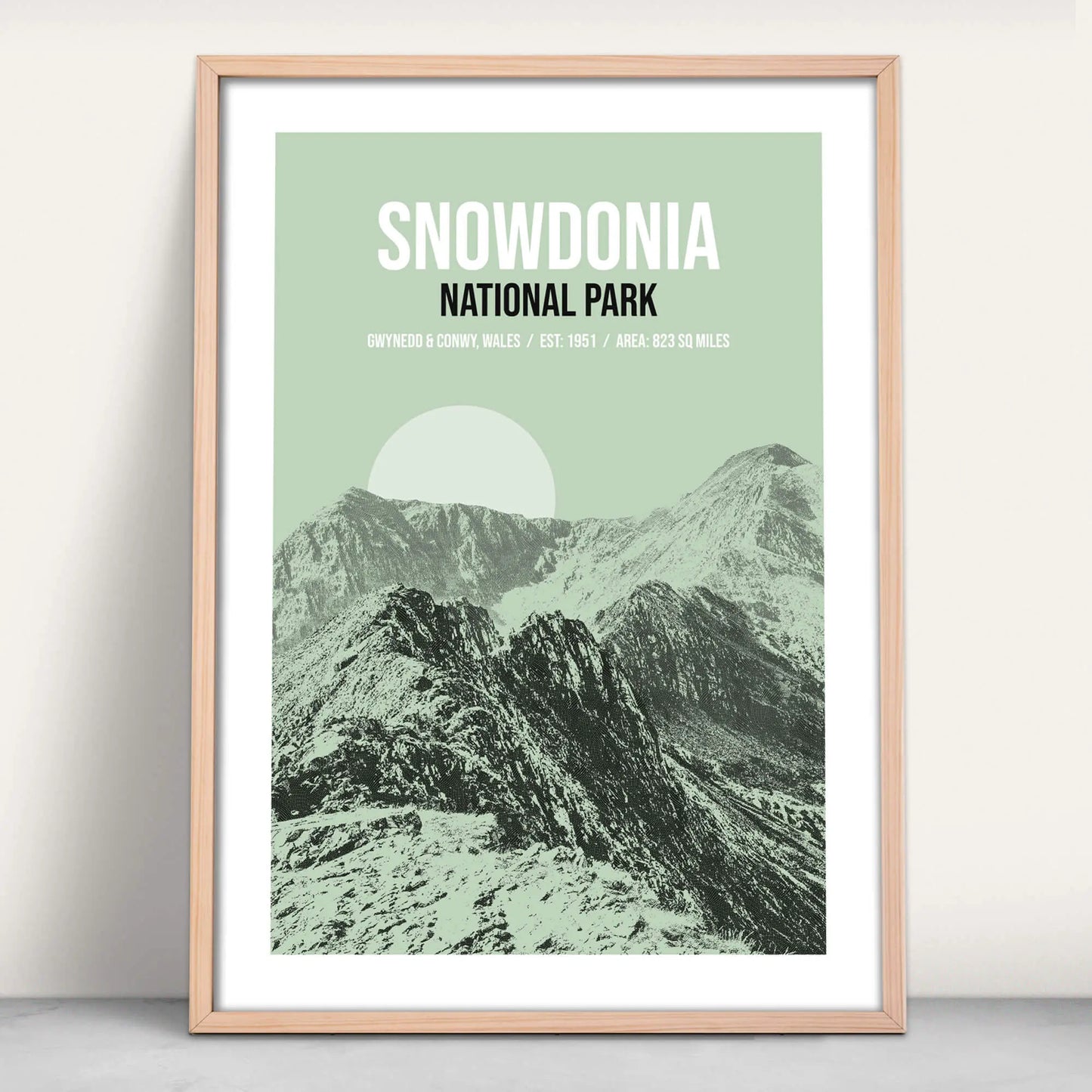 Snowdonia National Park art print in green from Purest Green Prints