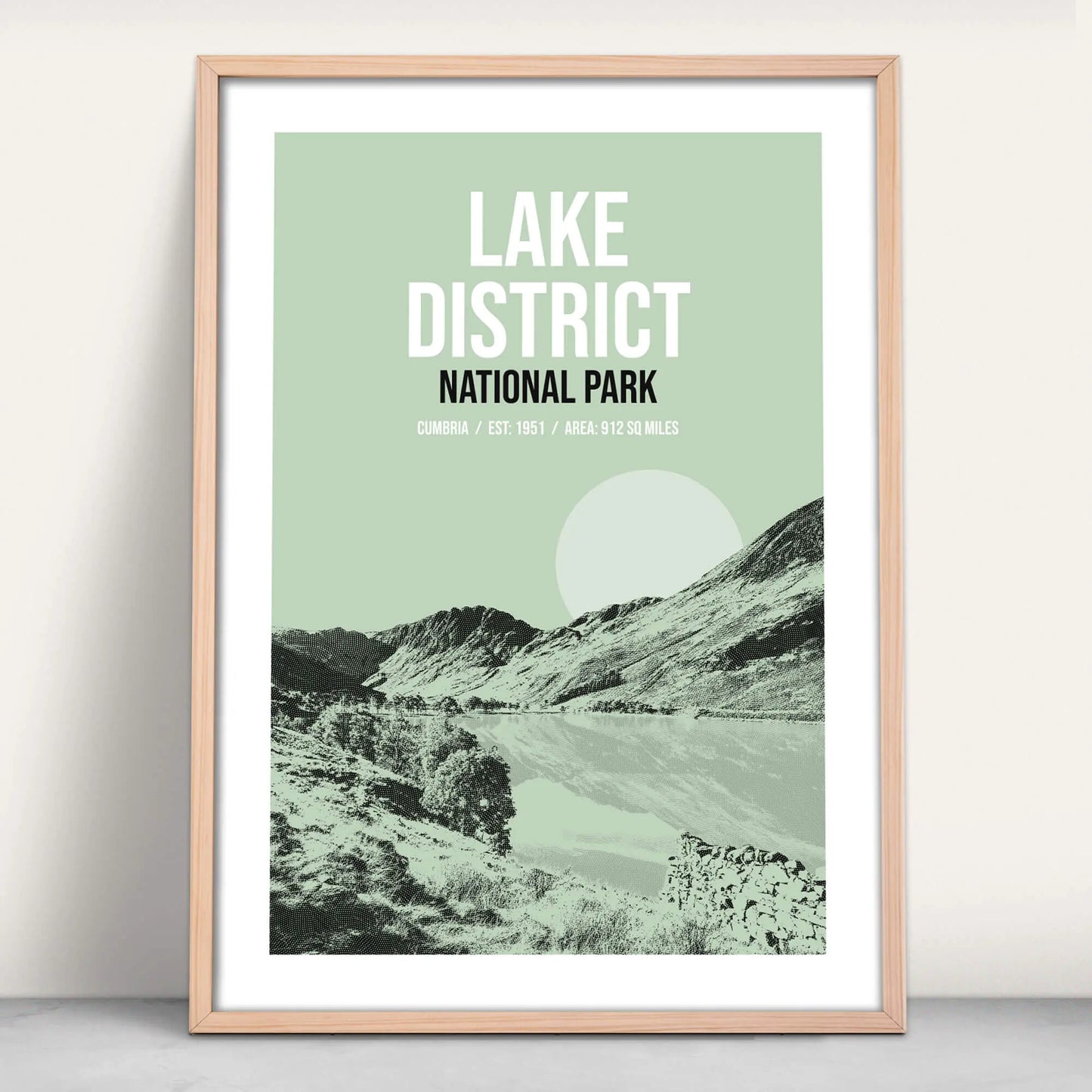 Lake District National Park art print in green from Purest Green Prints