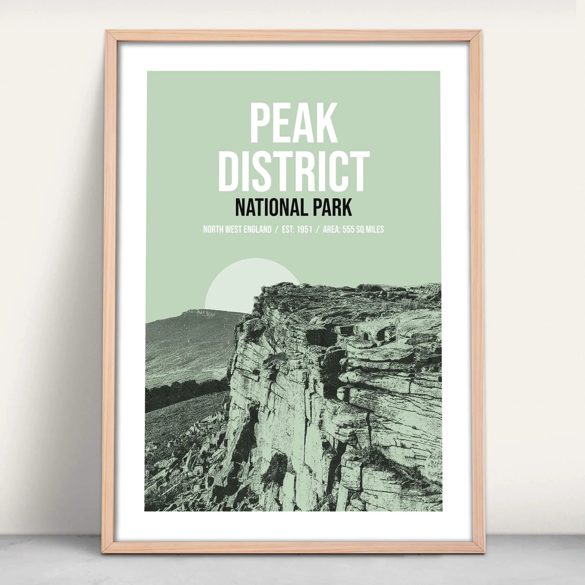 Peak District National Park art print in green from Purest Green Prints