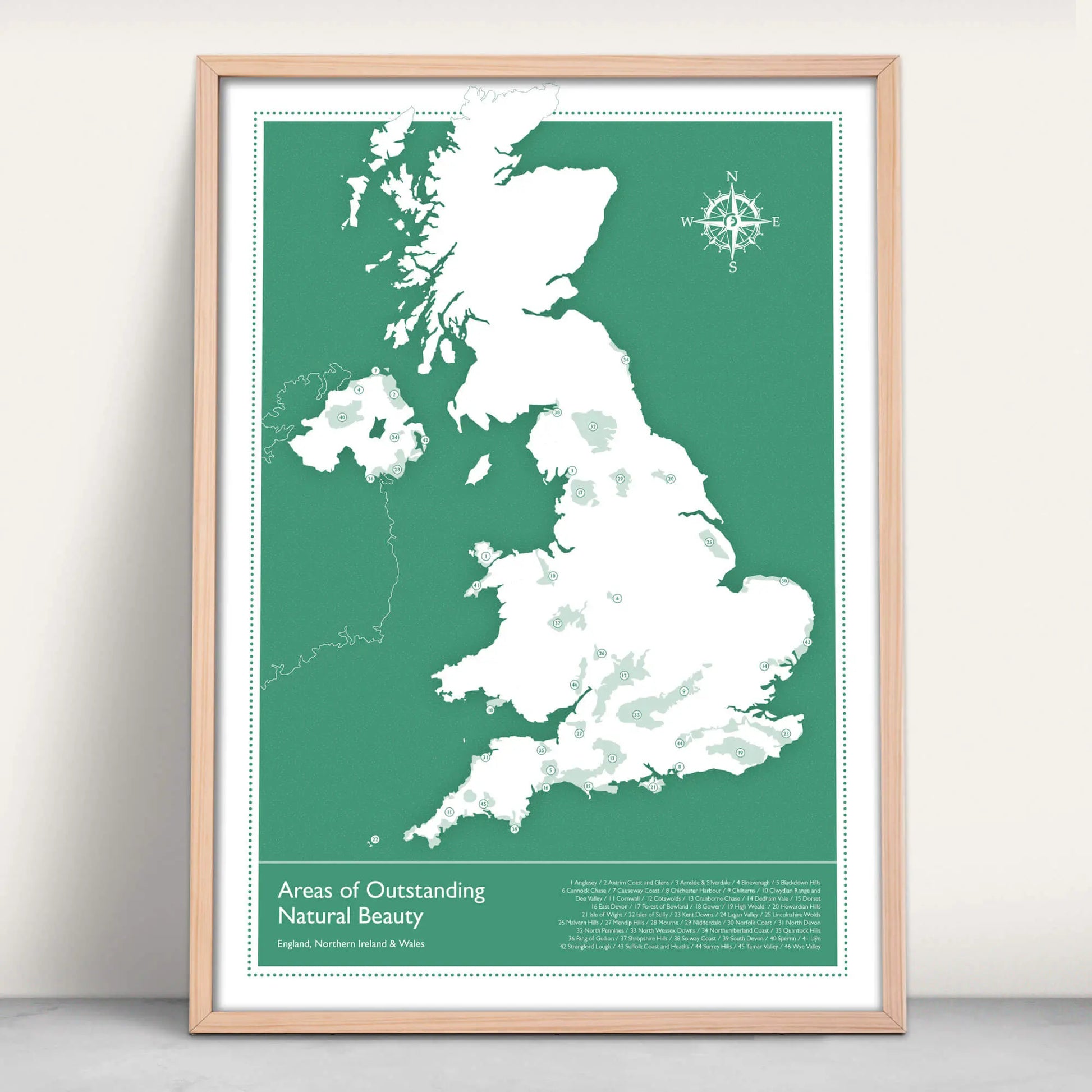 Areas of Outstanding Natural Beauty Art Print in green from Purest Green Prints.