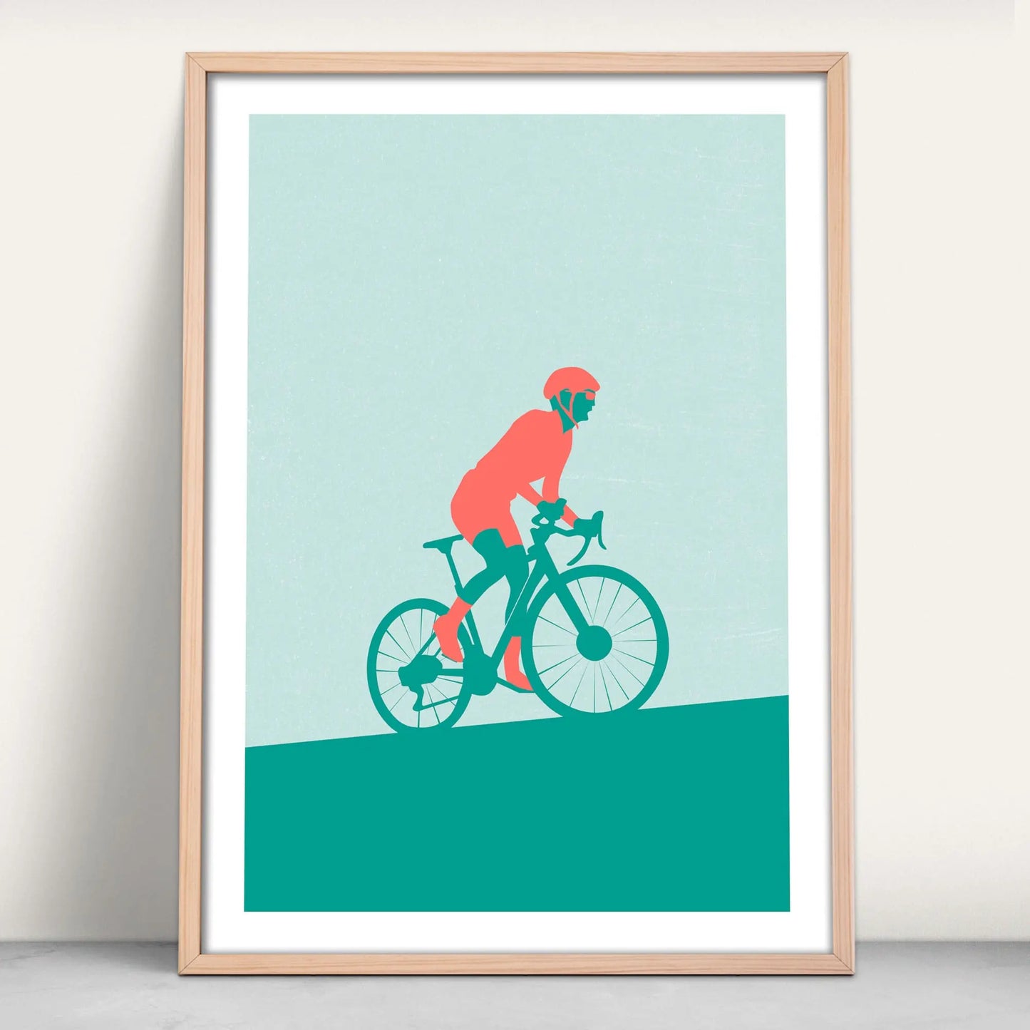 Personalised Cycling Art Print in green and pink from Purest Green Prints.